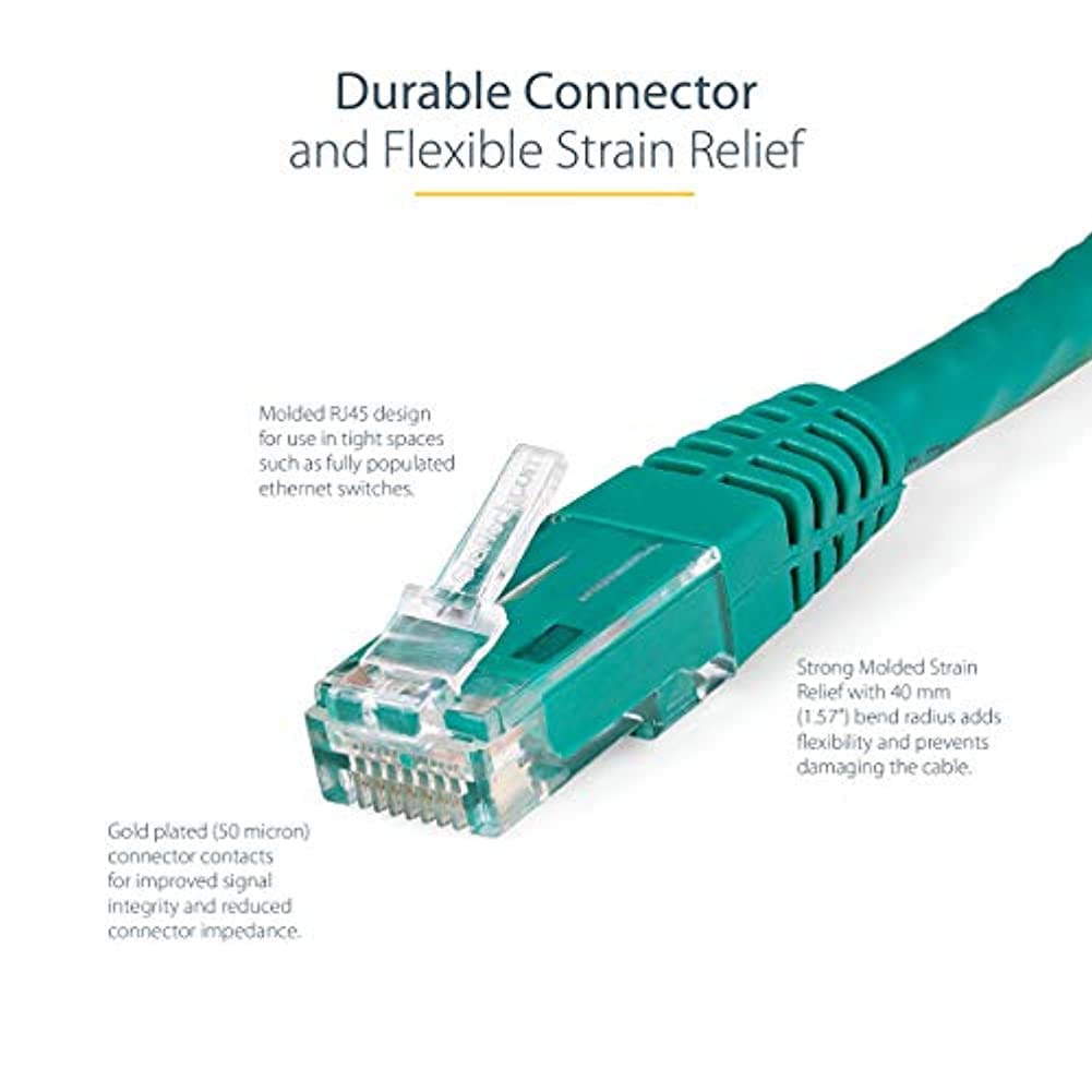 Startech.Com 75Ft Cat6 Ethernet Cable   Green Cat 6 Gigabit Ethernet Wire  650Mhz 100W Poe++ Rj45 Utp Molded Category 6 Network/