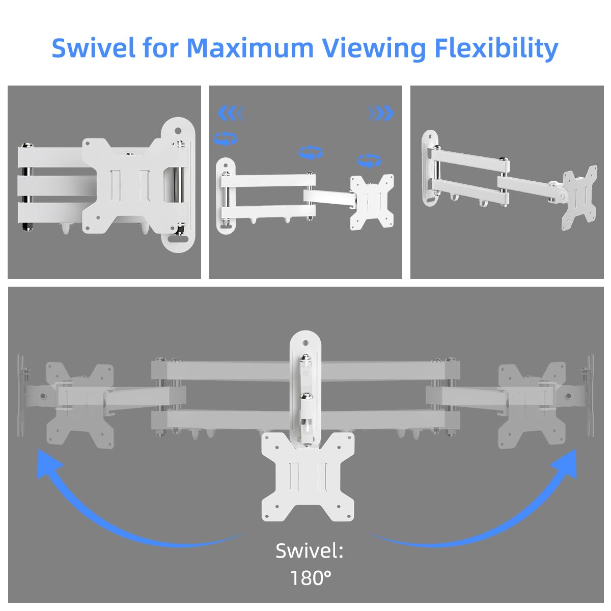 Suptek Tv Wall Mount Bracket Monitor Arm Tv Wall Mount Bracket Display Arm Monitor Wall Mount For 13 30'' Adjustable Up/Down, Le