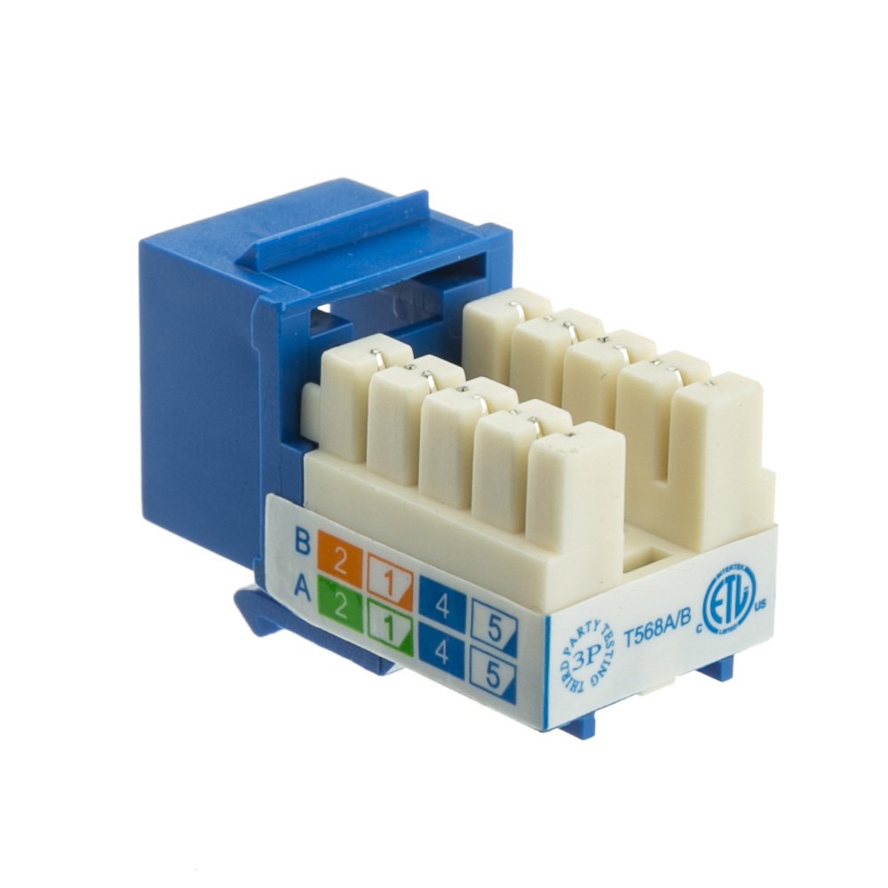 Cablewholesale Cat5E Keystone Jack, Rj45 Female (Utp) To 110 Punch Down Connector, Blue