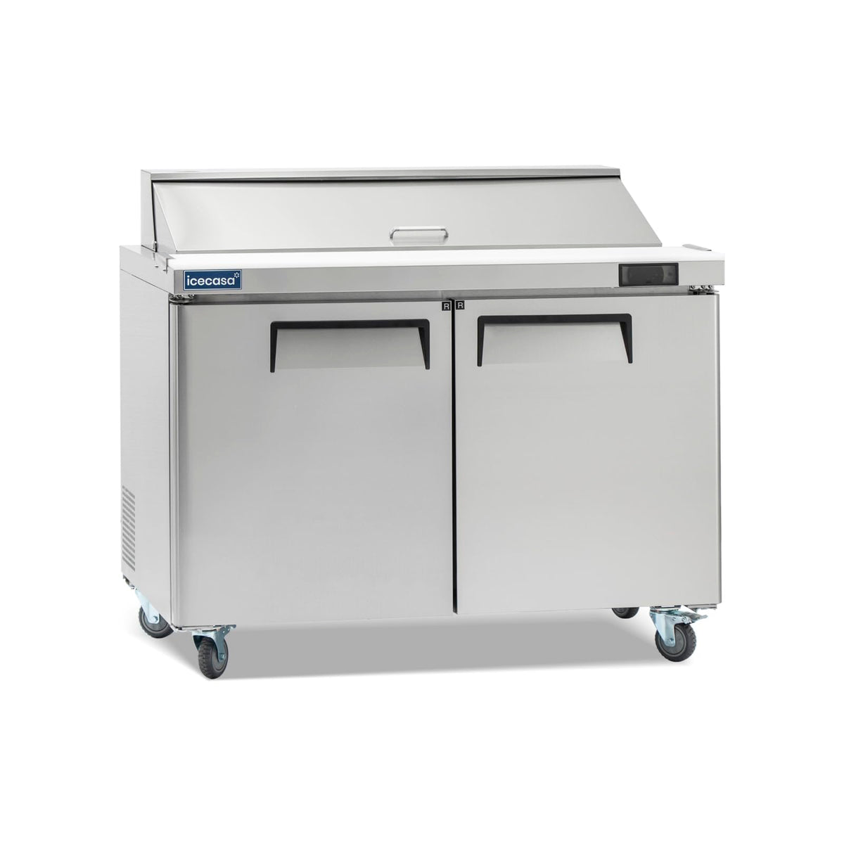 Icecasa 48'' W Commercial Refrigerator Sandwich&Salad Prep Table 2 Door Stainless Steel Counter Fan Cooling Refrigerator With 12