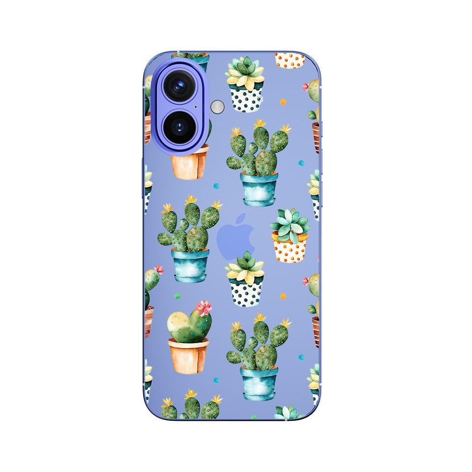 Blingy'S For Iphone 16 Case, Cute Cactus Pattern Fun Floral Succulents Design Transparent Soft Tpu Protective Clear Case (6.1 In
