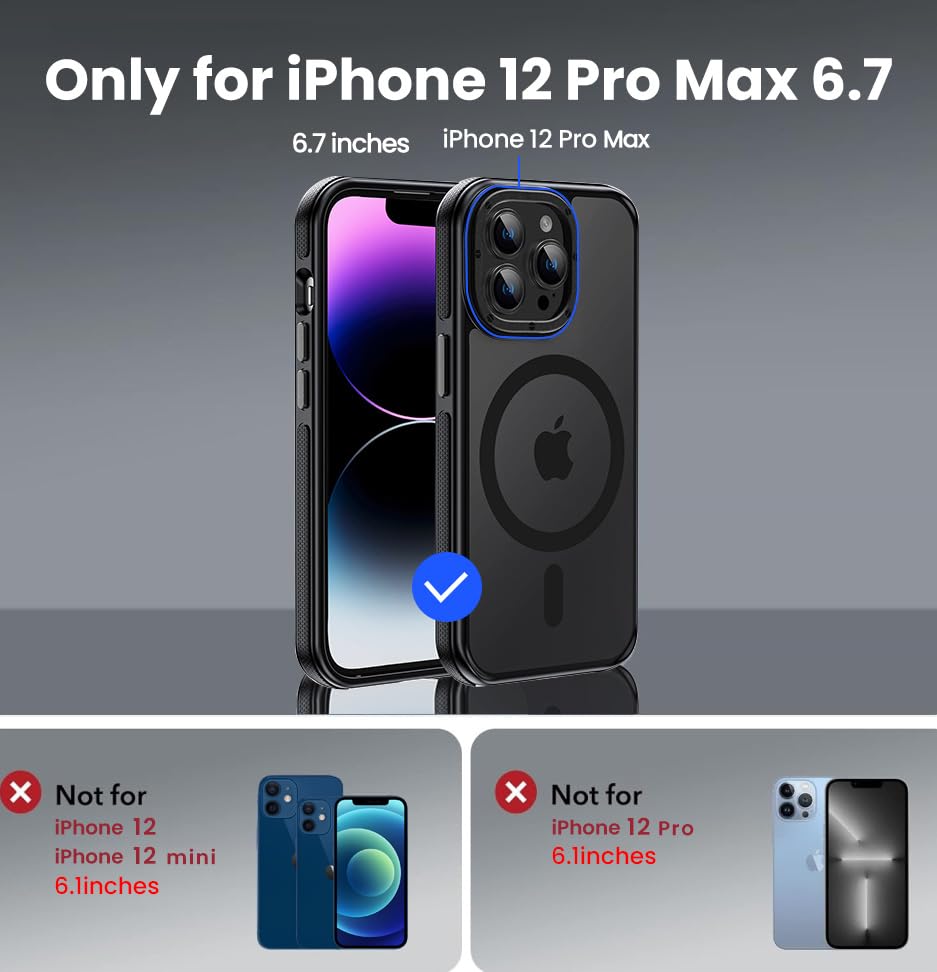 Yzoiko Strong Magnetic Case For Iphone 12 Pro Max [10Ft Military Grade Protection] Compatible With Fit Magsafe Shockproof Slim T
