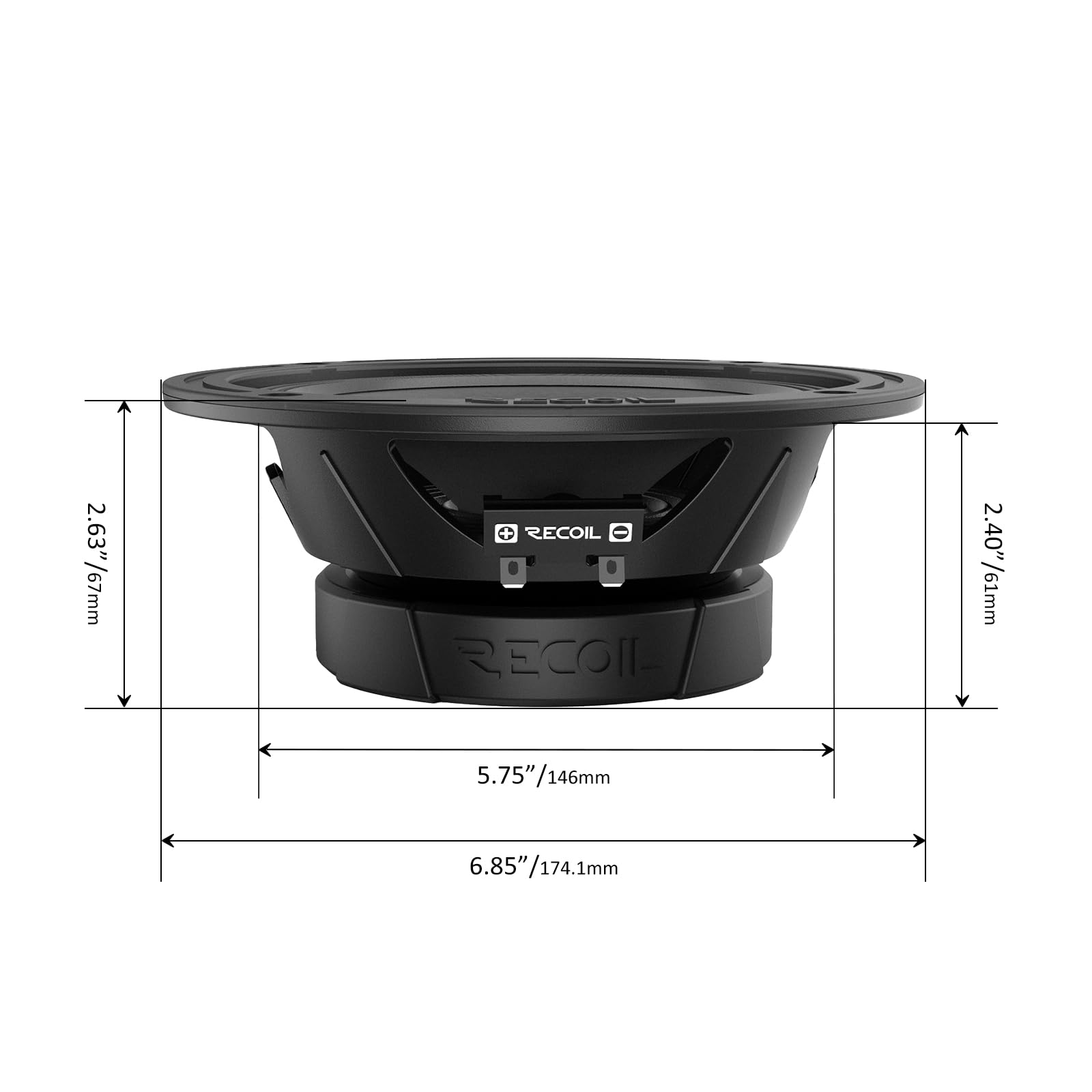 Recoil Ms65-4P 6.5-Inch Midrange Pro Audio Car Speakers, 600 Watts Max, 300 Watts Rms, 4Ohm, 1.5-Inch High Temperature Kapton Vo