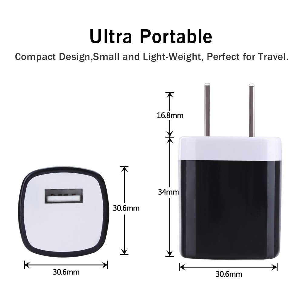 Usb Charger Adapter, 1A Cube Charger Block 10Pc Single Port Wall Outlet Charger Usb Wall Plug Compatible Iphone 14/13/12/11 Pro