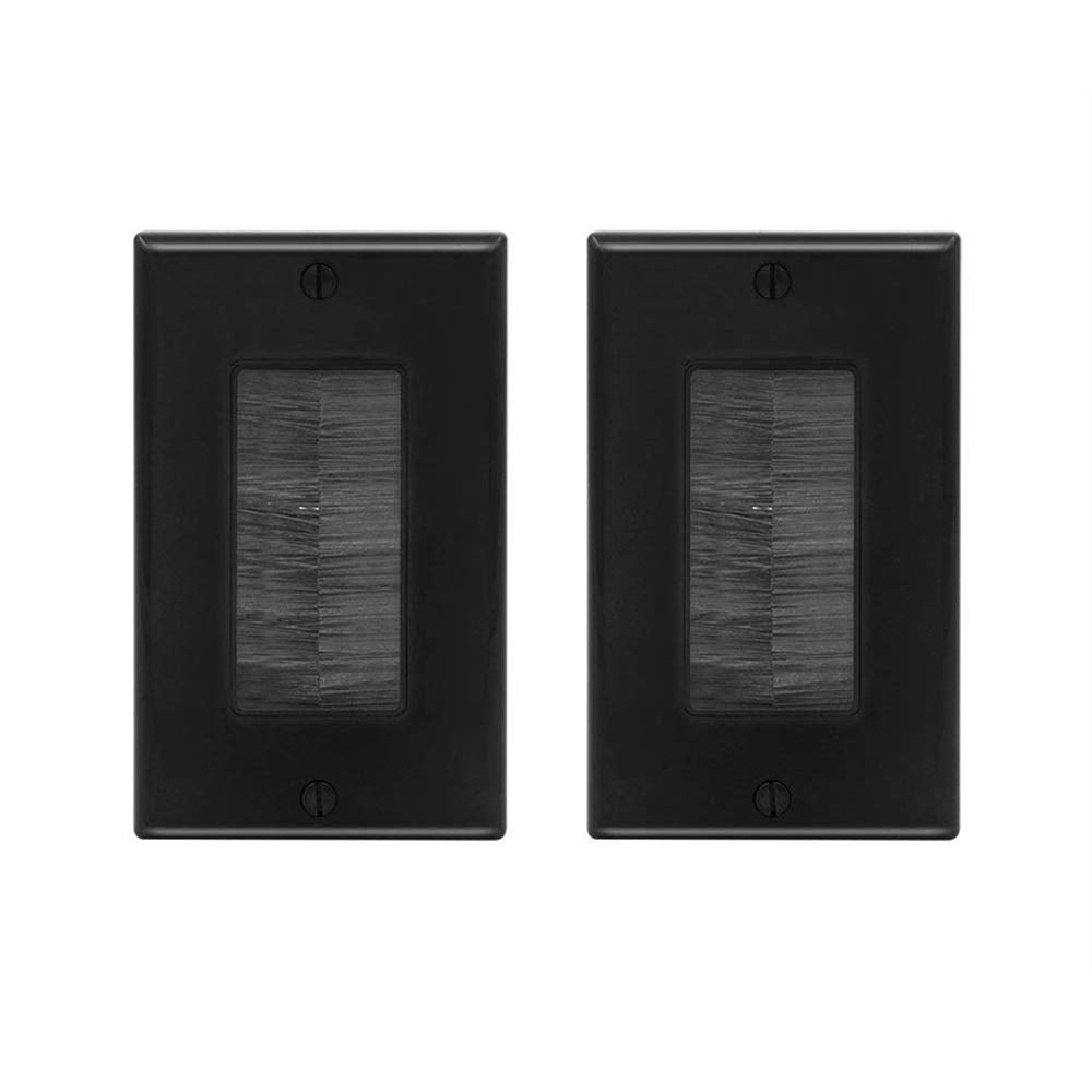 Vce Brush Wall Plate 2 Pack, Ul Listed Cable Pass Through Insert For Wires, Single Gang Cable Access Strap, Wall Socket For Hdtv