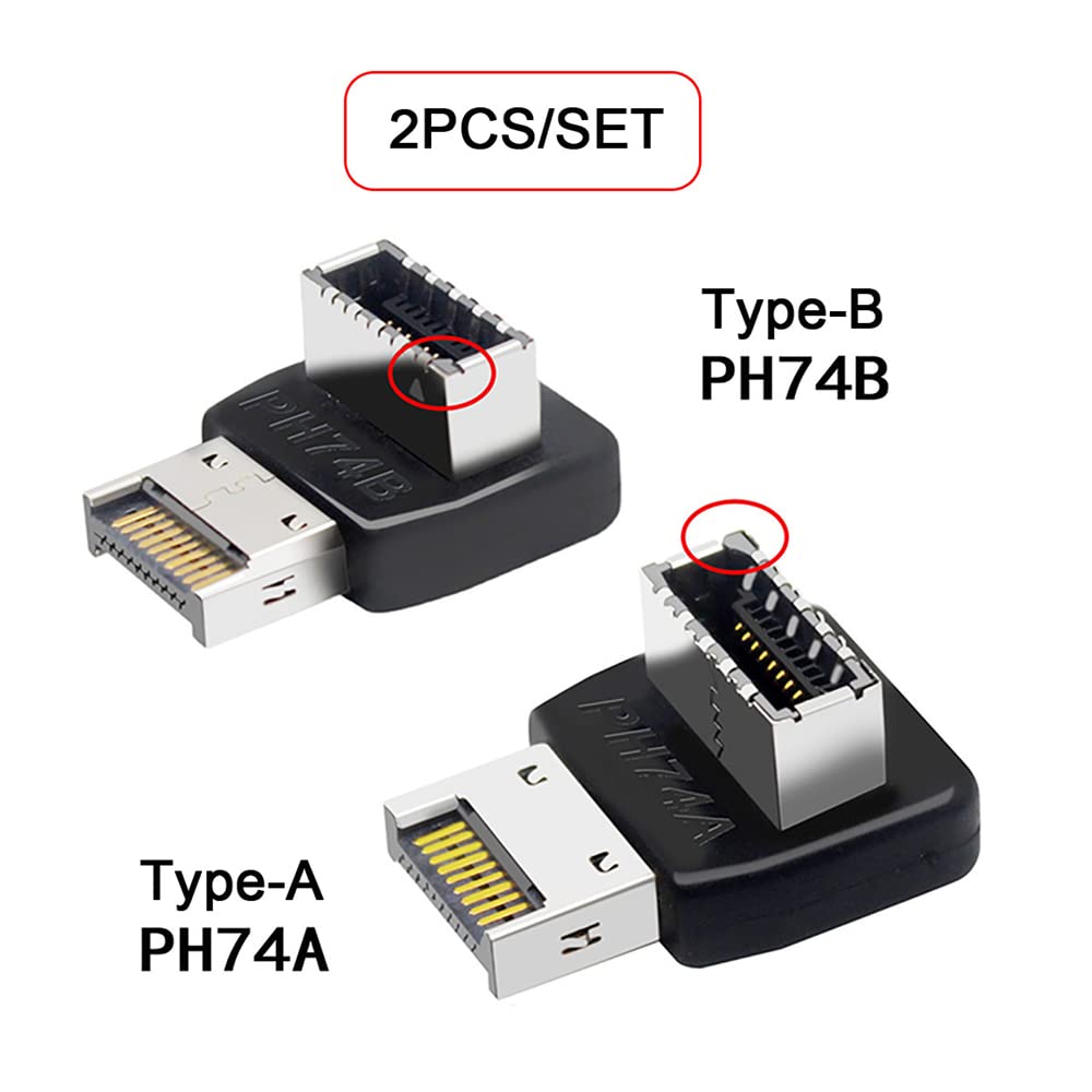 Nfhk 2Pcs Overmold Usb 3.1 Front Panel Header Male To Female Type E Motherboard Extension Data Adapter