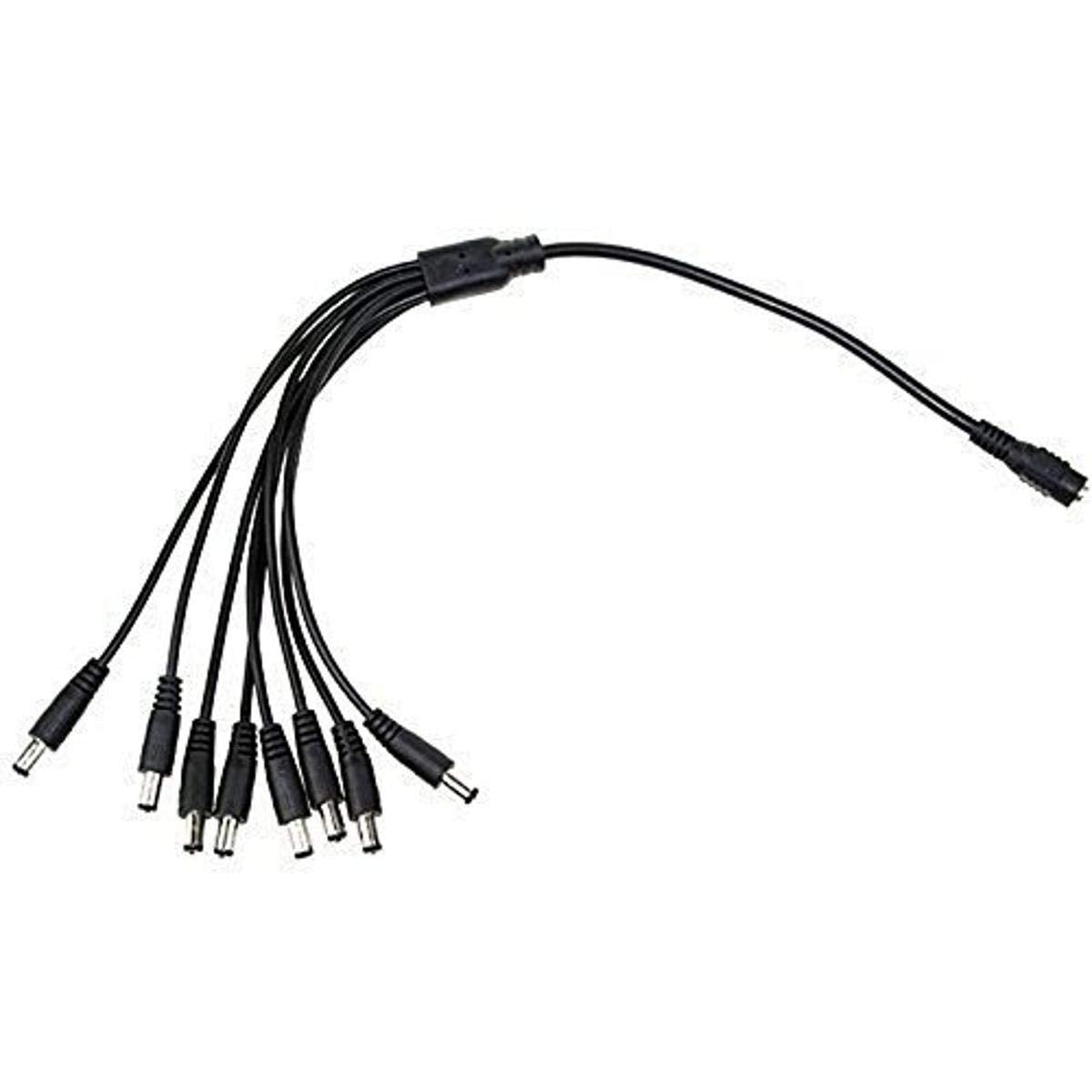 Dragonpad Security Camera 2.1mm 1 to 8 Port Power Splitter Cable Pigtails 12V DC