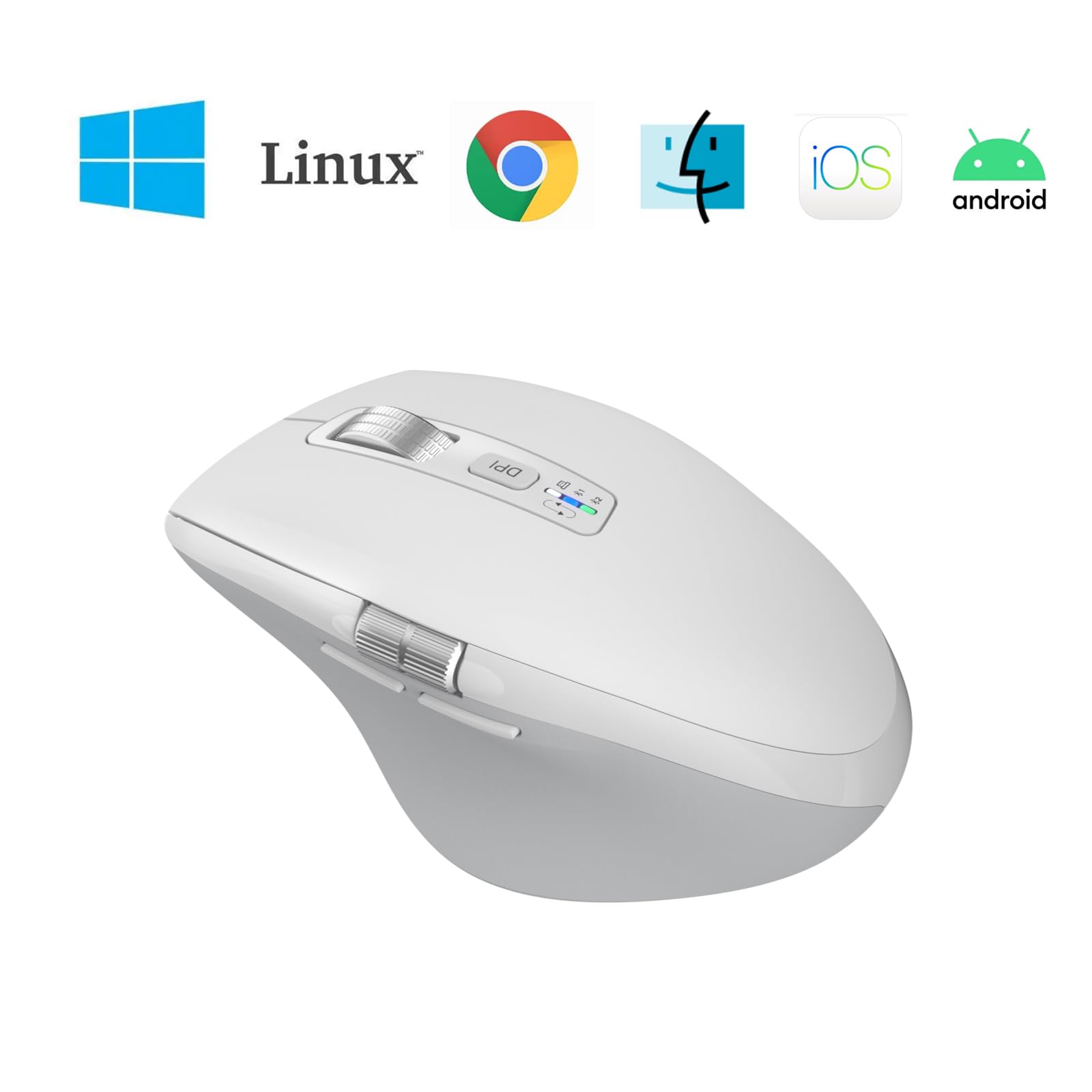Infinmind Wireless Bluetooth Mouse With Smart Flying Scroll, Thumb Scroll Ergonomic Mice, Silent Multi Device Mouse For Computer