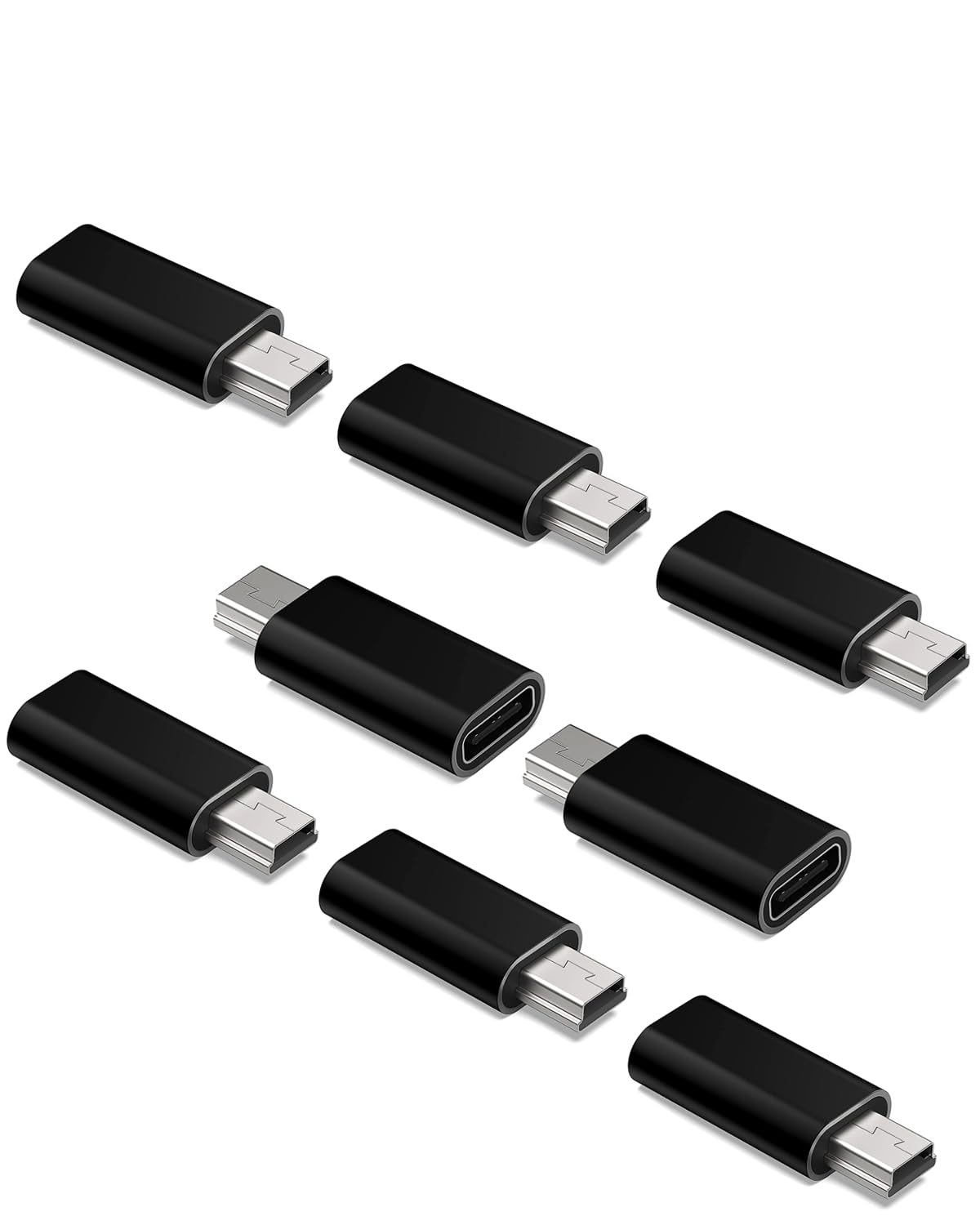 Usb C Adapter 8 Pack Mini Usb To Usb C, Type C Female To Mini Usb Male Adapter, Mini Usb Cable Convert Connector, Support Charge