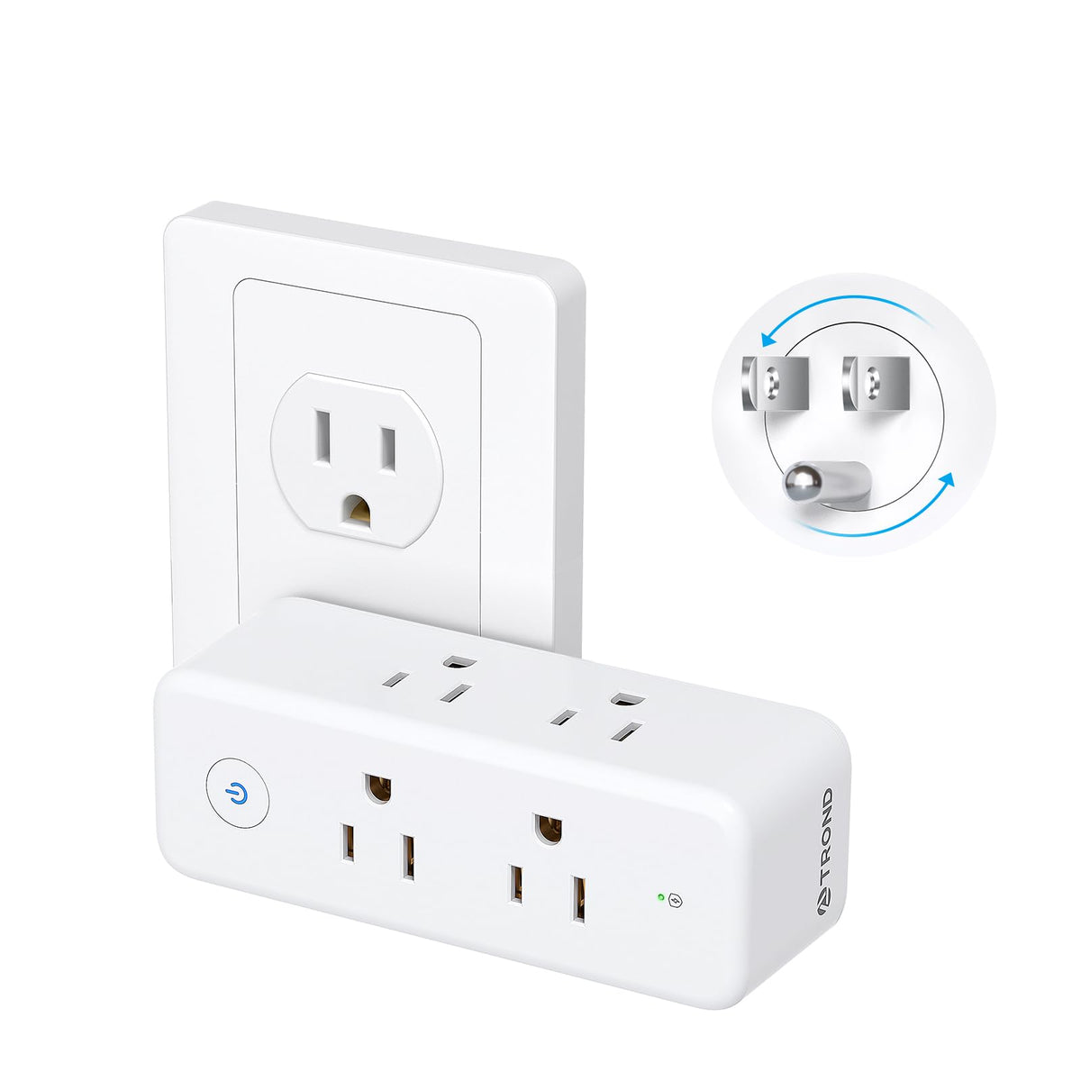 Trond Outlet Extender Surge Protector, 6 Ac Outlet Splitter With 360? Rotating Plug, 1440J, 3 Sided Swivel Wall Plug Adapter Wit