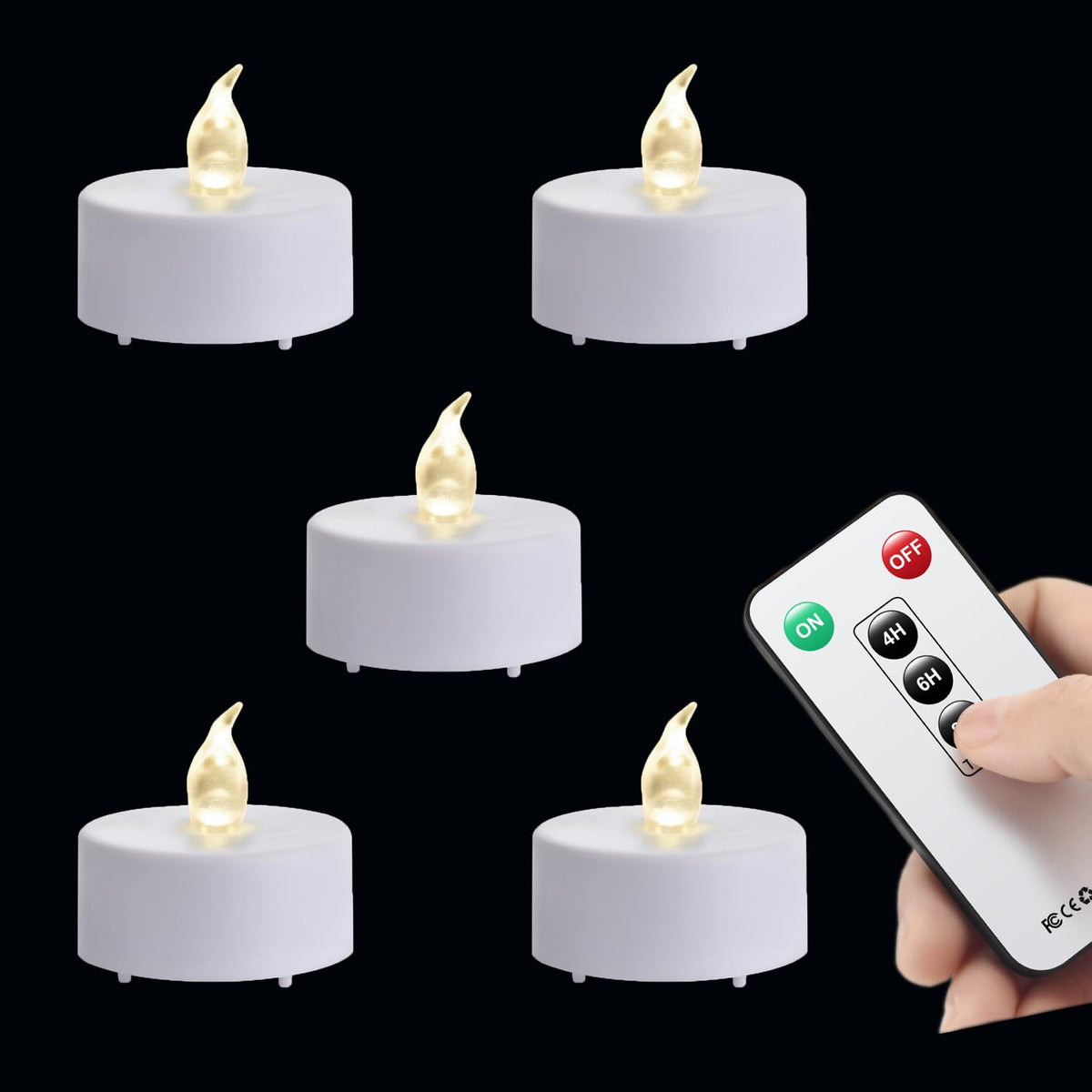Remote Control Led Tea Lights Battery Operated Flameless Candles 5Pcs Realistic And Bright Flickering Long Lasting 400 Hours Ele