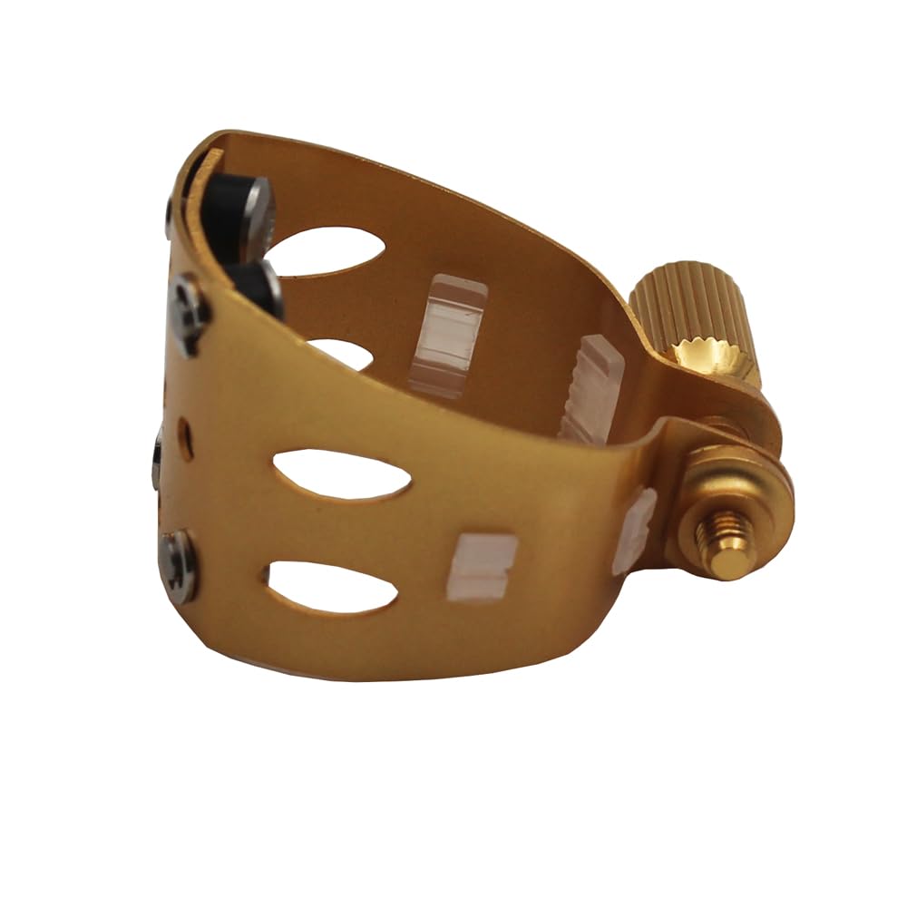 Eastern Music Saxophone Hard Rubber Mouthpiece Soprano Alto Tenor Metal Ligature Ligature Cap (Sandblust Gold, Tenor Mpc)
