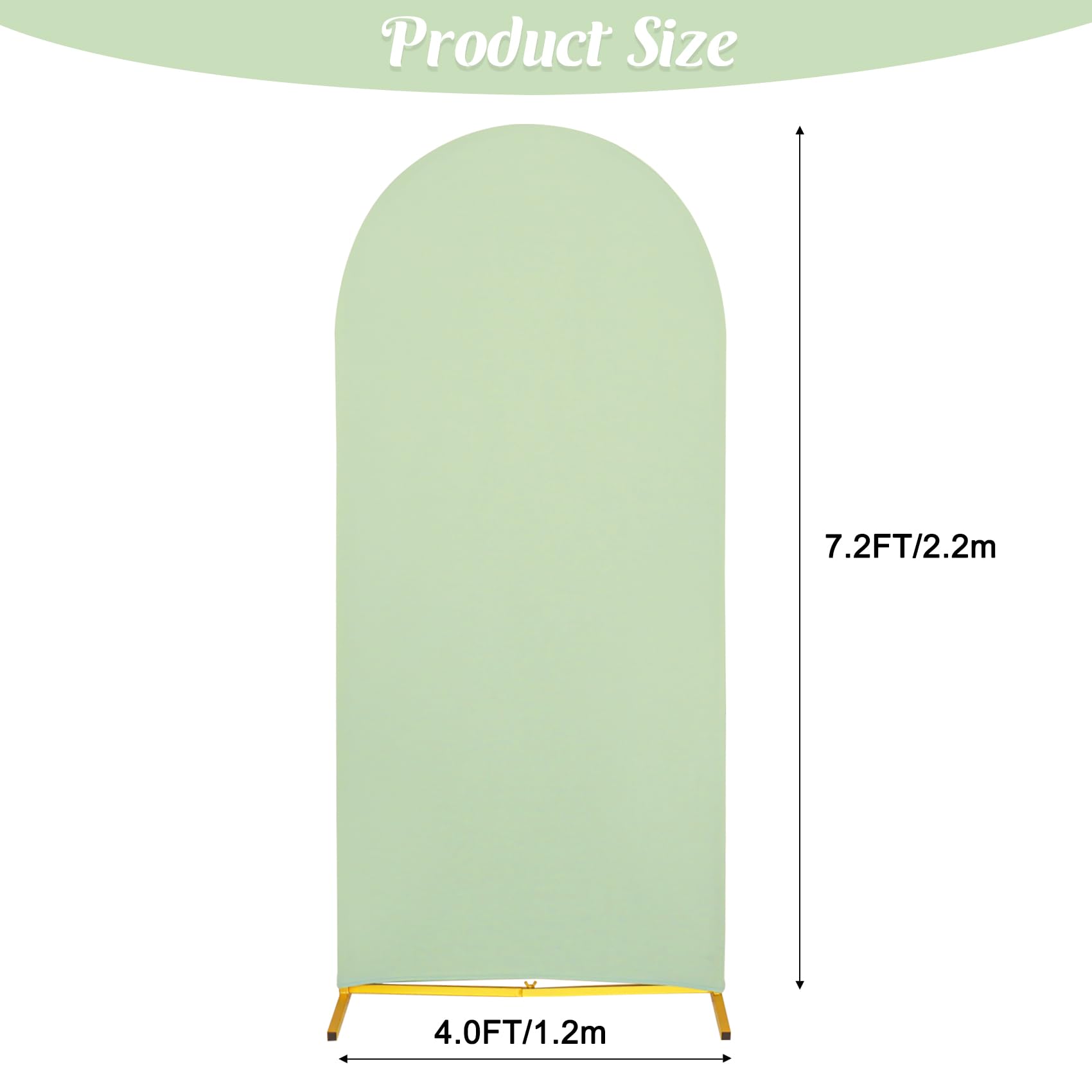 Wedding Arch Cover 7.2Ft Sage Green Spandex Fitted Arch Cover Round Top Stand Covers Double Side Stretchy Chiara Cover Backdrop