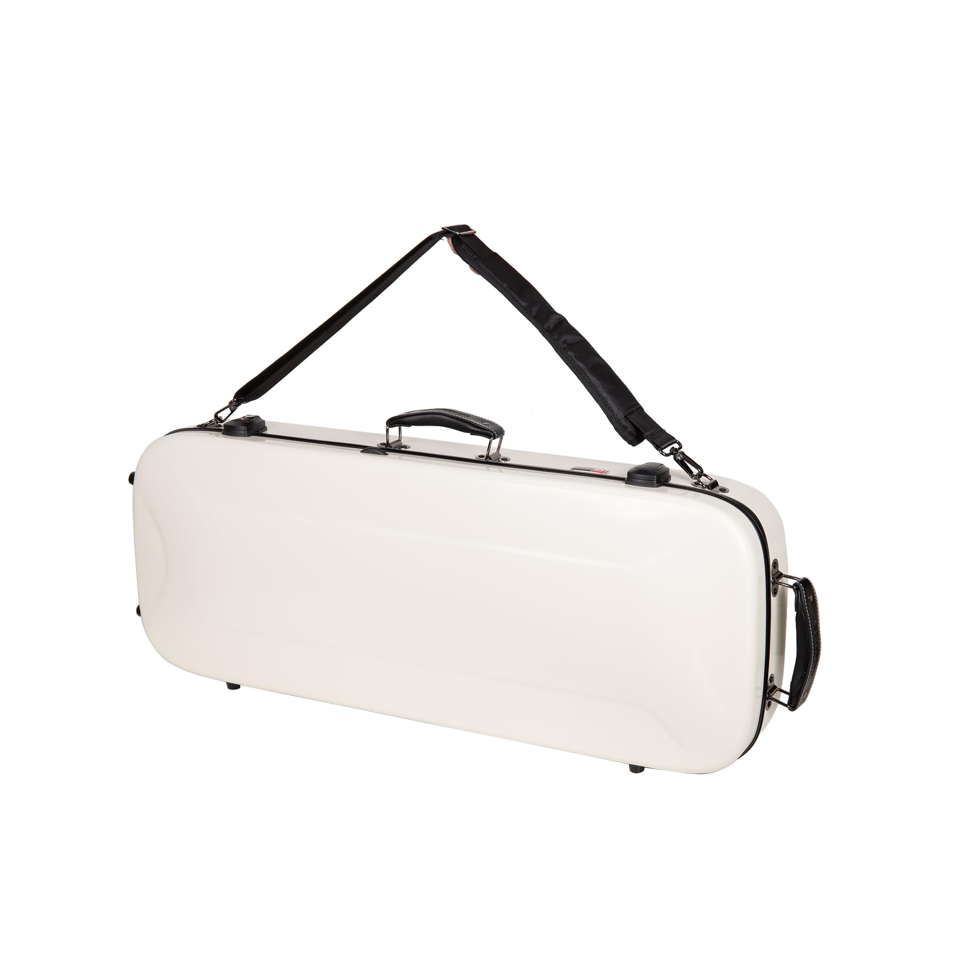 Crossrock Fiberglass Mandolin Case - Oblong For F-Style (Fits Gibson F5) | Milky White Gloss Finish, Forest Green Velvet, Tsa Lo