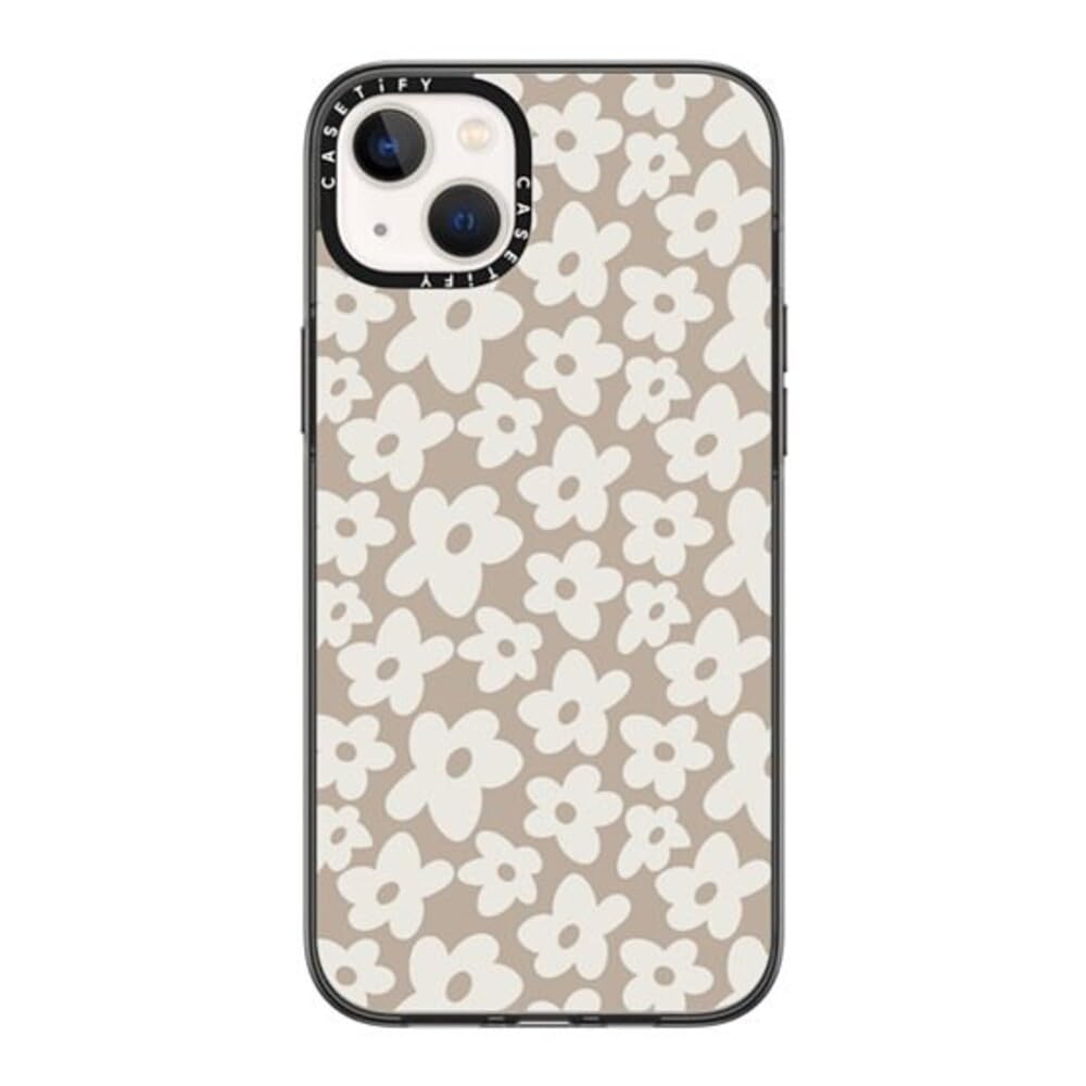Casetify Compact Iphone 14 Plus Case [2X Military Grade Drop Tested / 4Ft Drop Protection]   Natural Flower   Clear Black