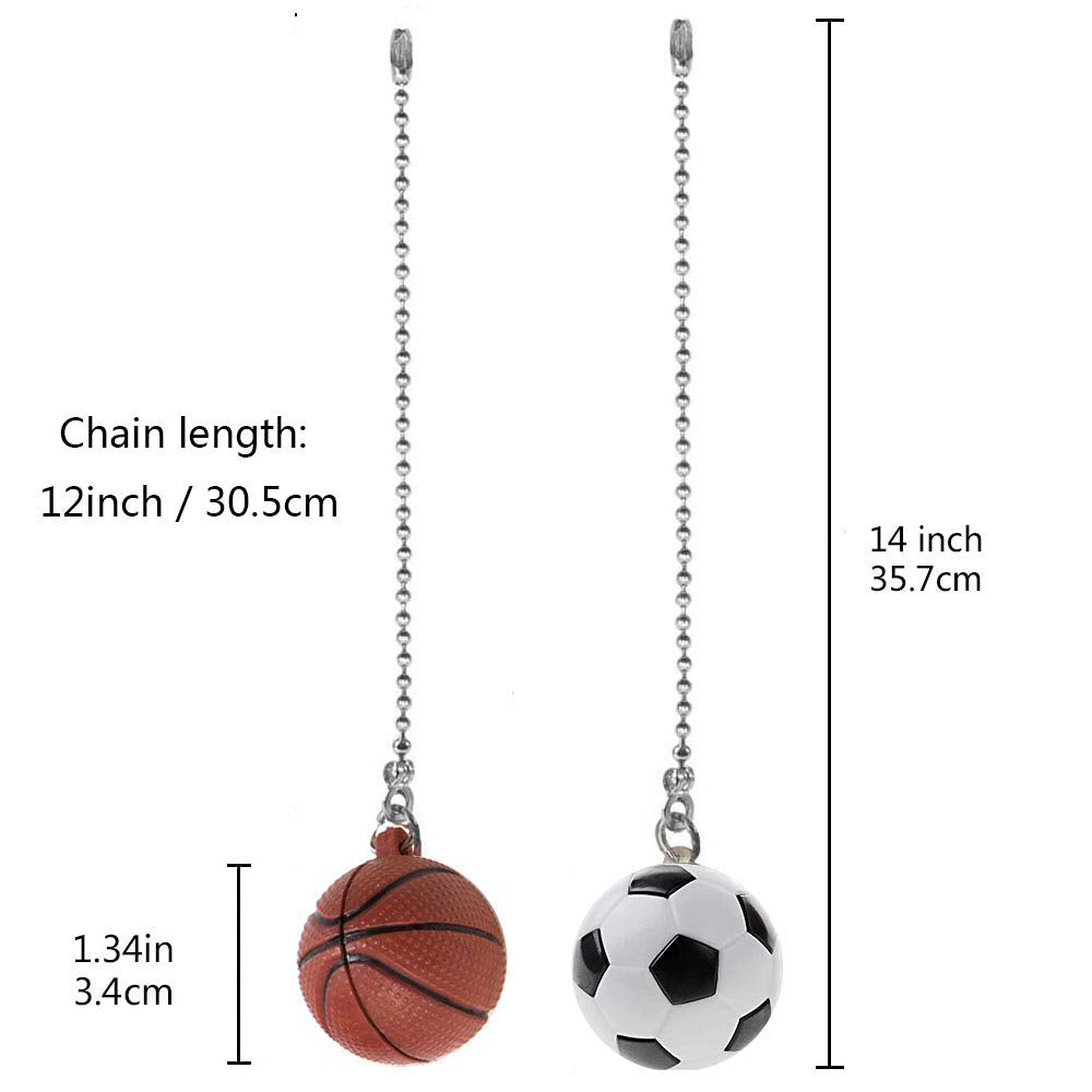 Ceiling Fan Chain Pulls Decorative Extension 12 Inches Football And Basketball Extender Ornaments Pendant Fan Pulls Set For Ceil