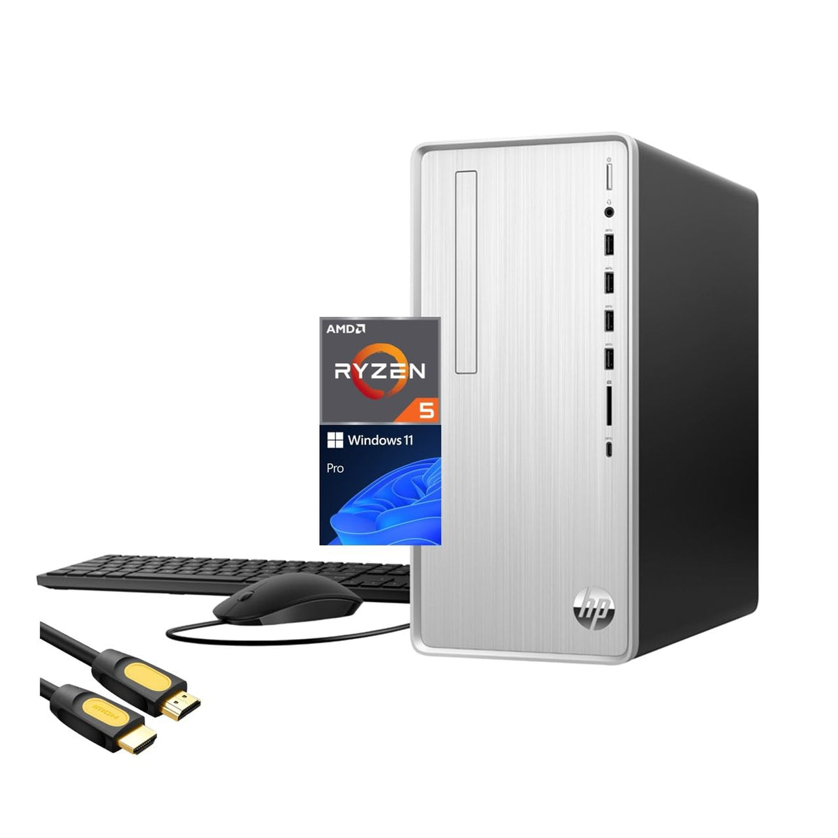 Hp Pavilion Desktop, Amd 6-Cores Ryzen 5 5600G (Up To 4.4Ghz), 32Gb Ram, 1Tb Nvme Ssd + 1Tb Hdd, Wifi 6, 3-In-1 Media Card Reade