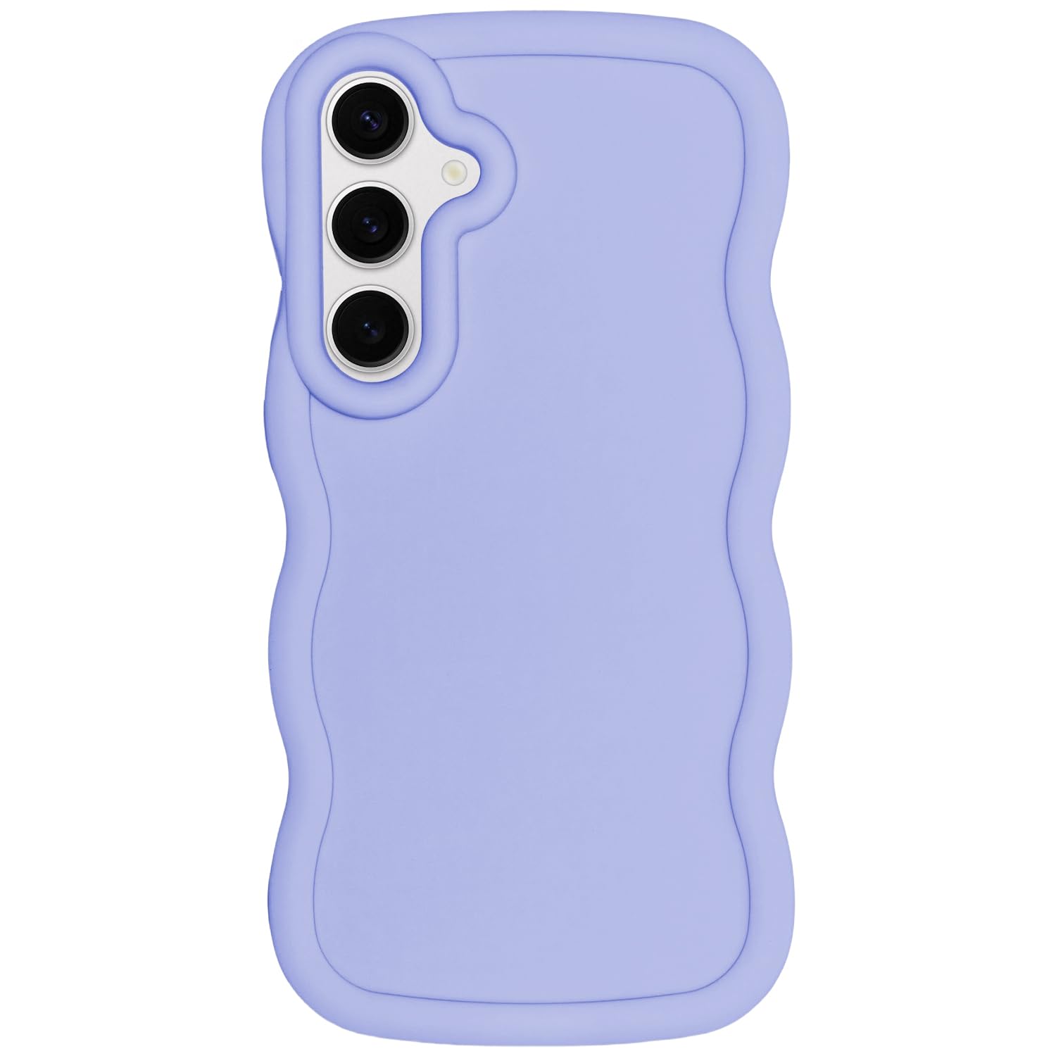 WOGROO Slim Fit Case for Samsung Galaxy S24 5G, Wave Frame, Cute Soft TPU Thin Protective Phone Cover for Women, Light Purple
