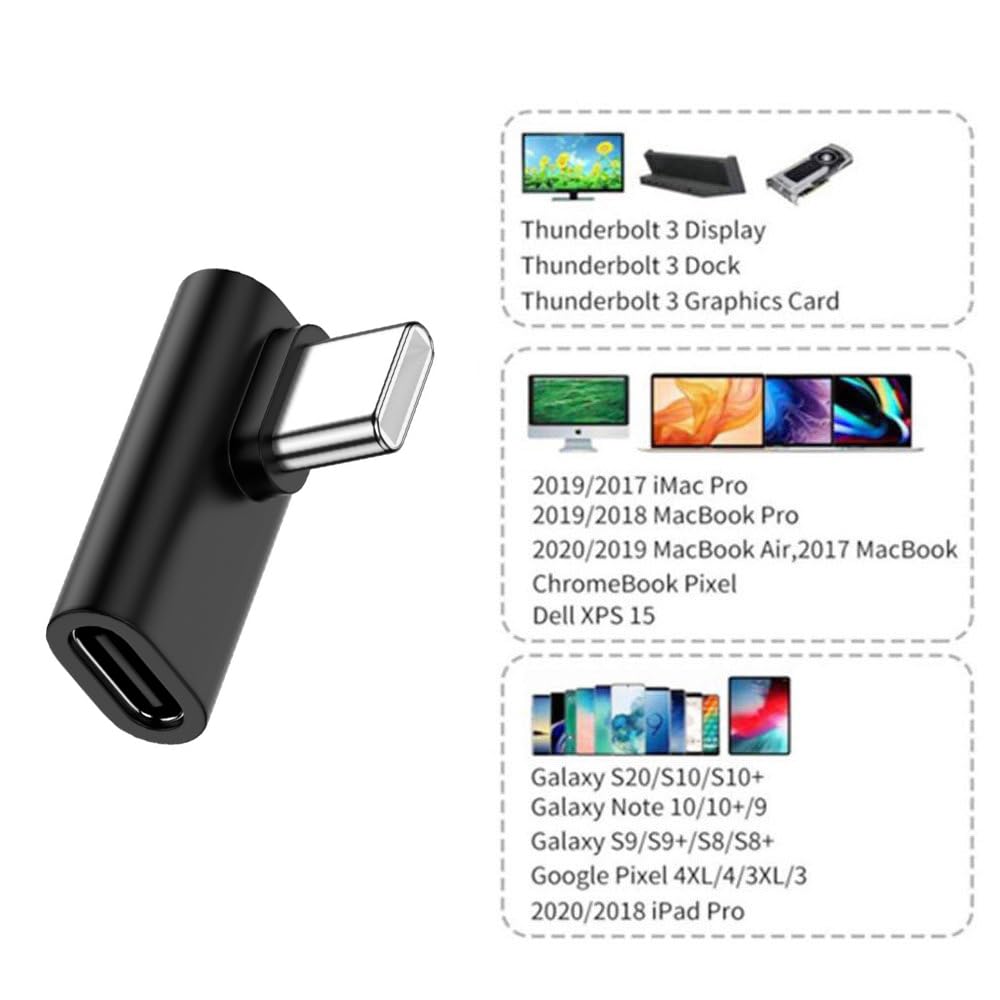 Cy 90 Degree Left Right Angled Reversible Usb 3.1 Type C Male To Female Extension Adapter Low Profile For Laptop Phone