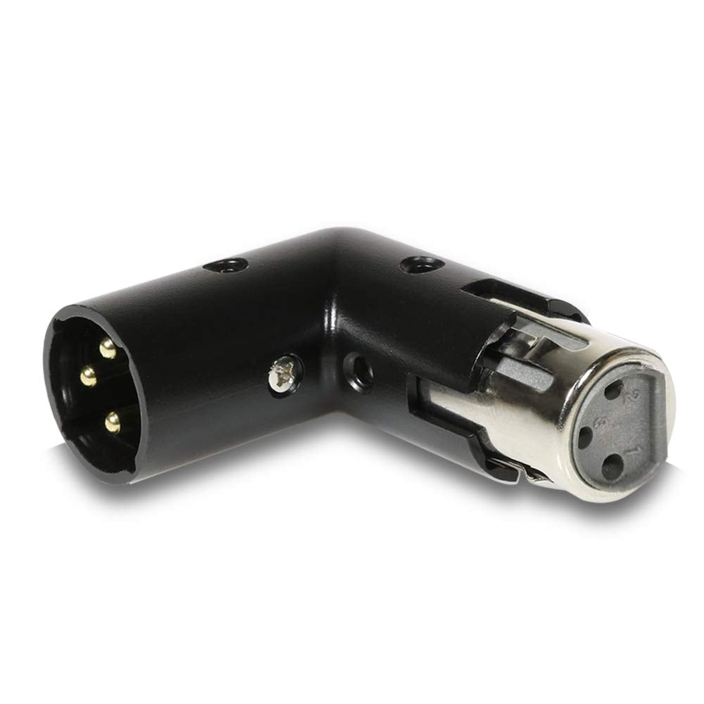 3 Pin Xlr Angle Adapter  Dual Male & Female, Durable Metal 3 Pin Connector W/ 4 Adjustable Angle Positions & Tight Connection To