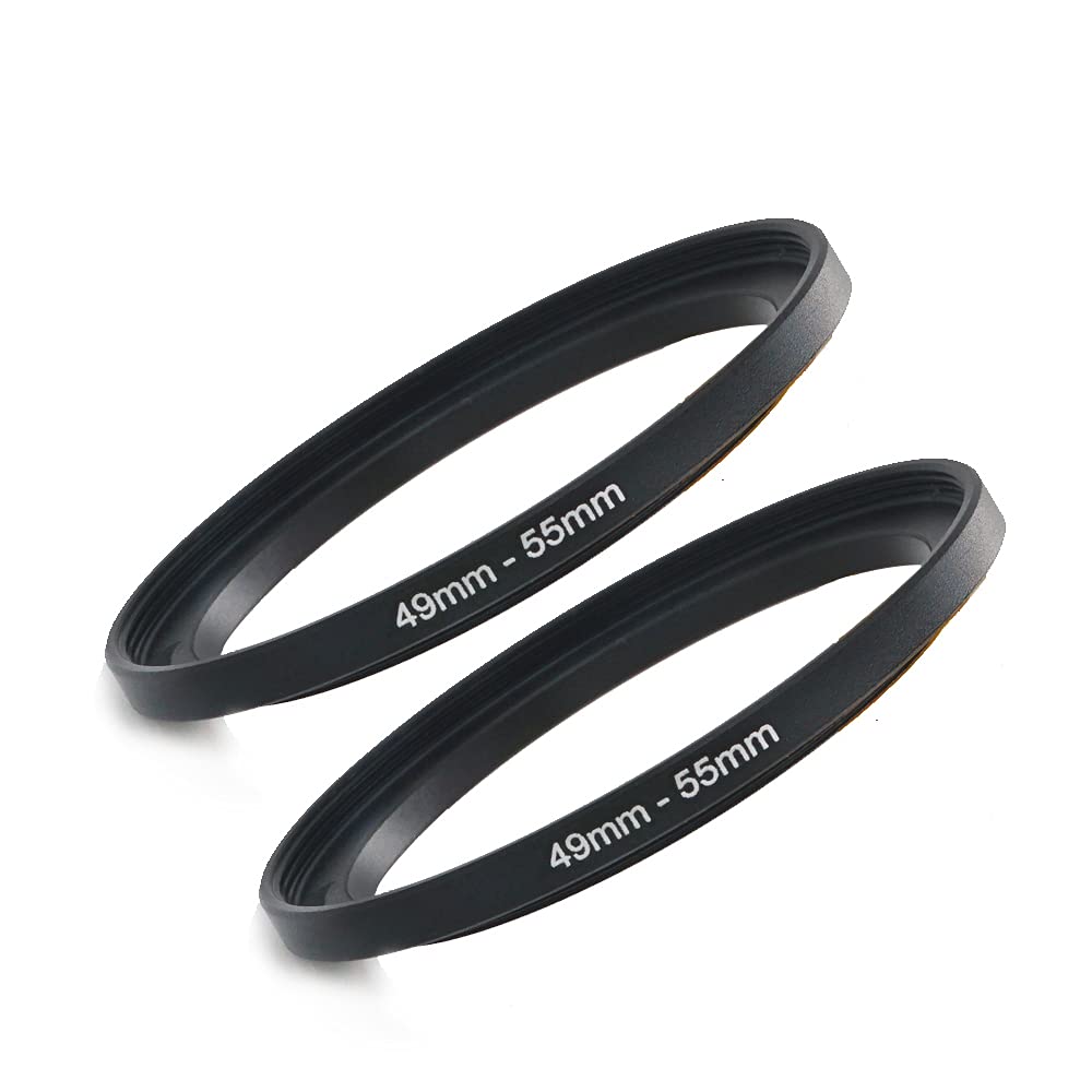 49Mm 55Mm Step Up Ring [49Mm Lens To 55Mm Filter], Fanzr Camera Lens Filter Adapter Ring Lens, Premium Aluminum (2 Pack)