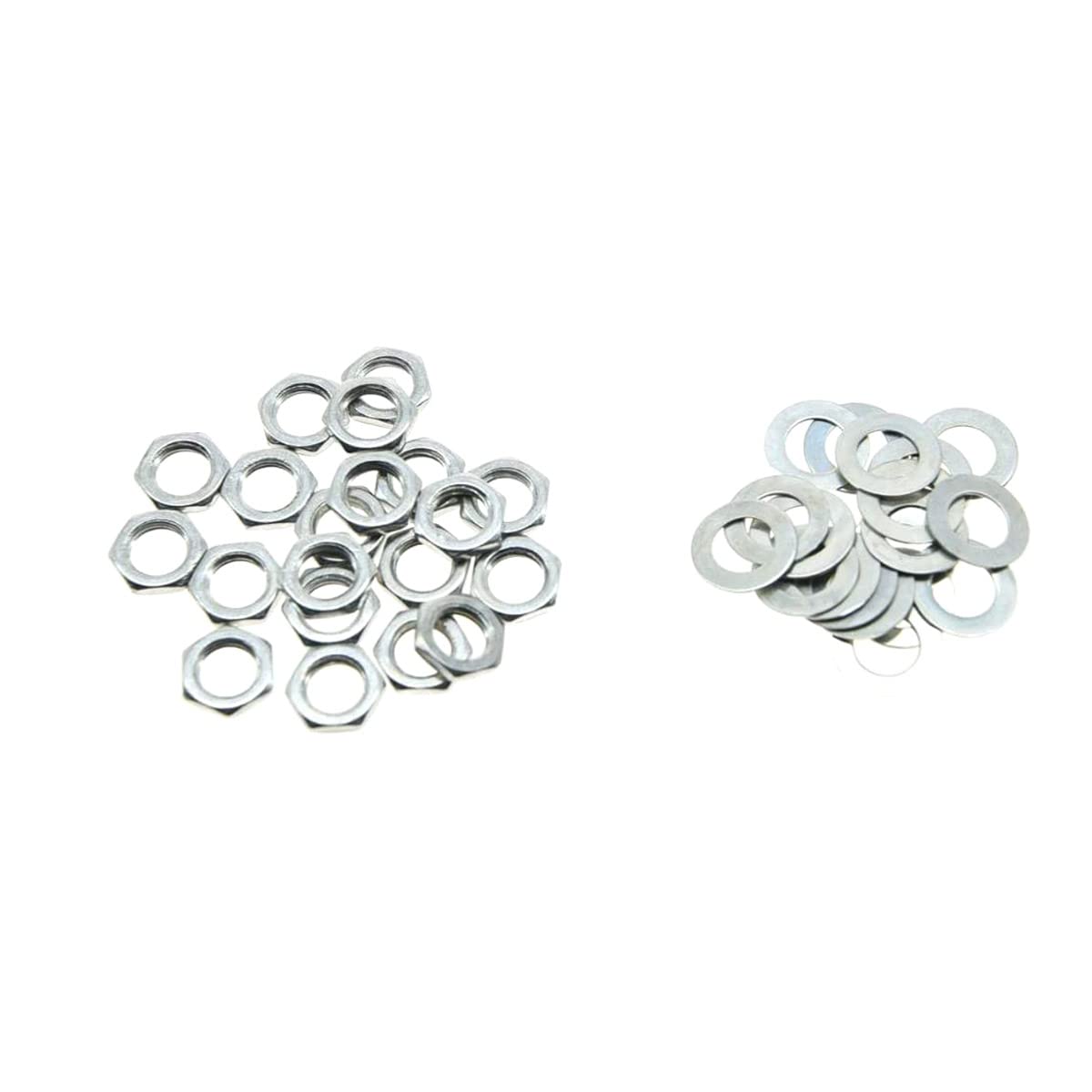 Dopro 20Pcs Zinc Metric M7 Guitar Pots Nuts And Washers For Mini 16Mm Metric Pots