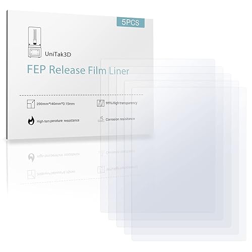 Unitak3D Fep Film Compatible With Photon S Mono For Elegoo Mars 2 Pro Phrozen Uv Dlp Lcd Resin 3D Printers 200X140Mmx0.15Mm Pack