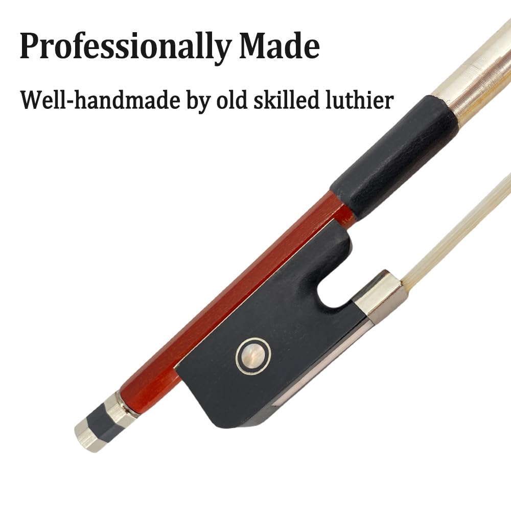 Yinfente 4/4 Cello Bow Full Size Bows Brazilwood Natural Mongolian Bow Hair Ebony Frog Straight (4/4)