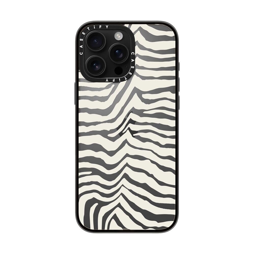Casetify Compact Case For Iphone 16 Pro Max [Lightweight / 4 Ft. 2X Military Grade Drop Protection/Slim]   Zebra Stripe   Clear