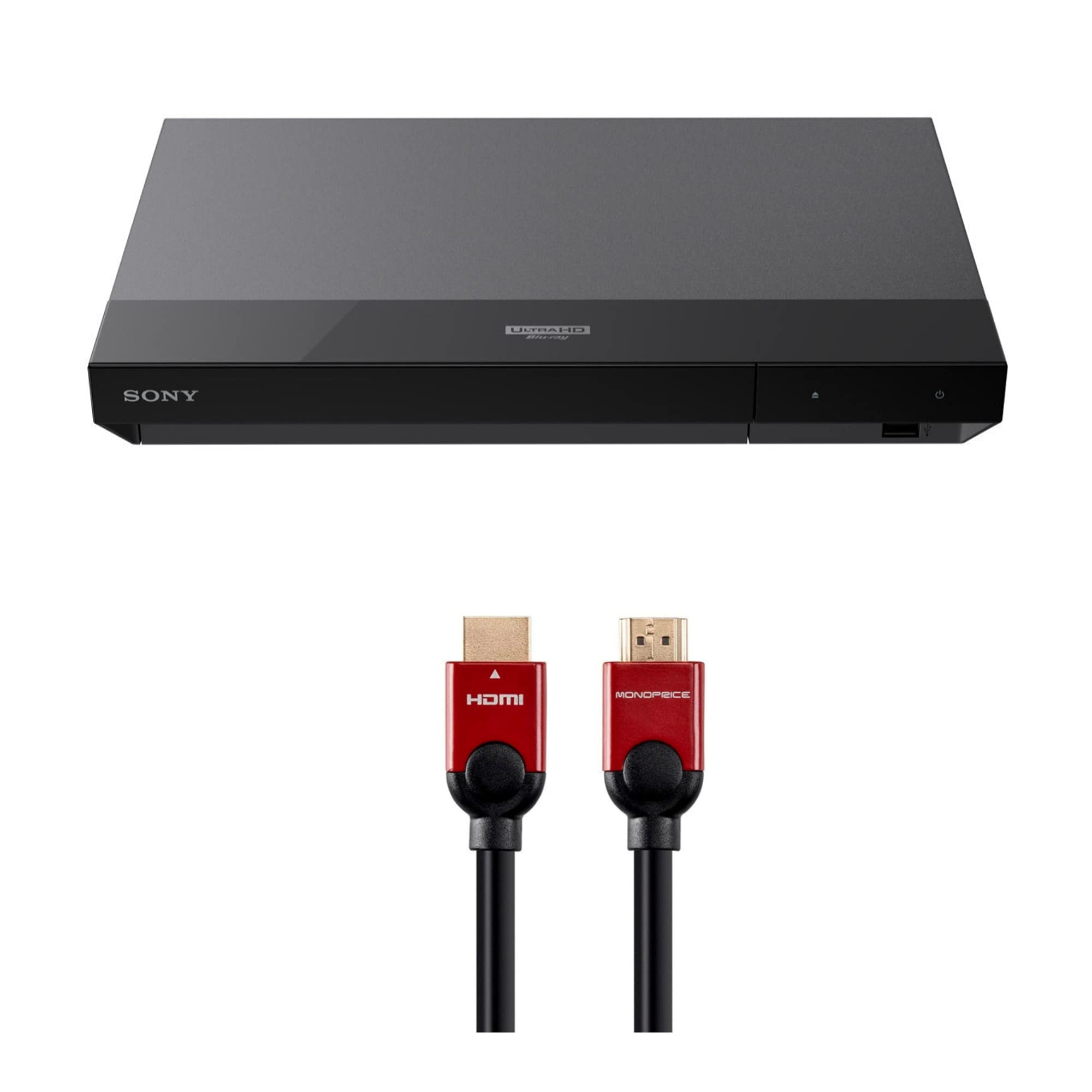 Sony UBP X700 4K Ultra HD Blu ray Player with Dolby Vision Bundle with 6 Feet High Speed HDMI Cable (2 Items)