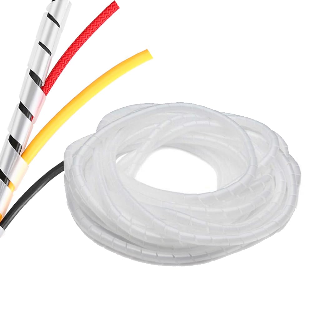 Spiral Cable Wrap   45 Ft 1/4'' Spiral Wire Wrap Cord Covers Bundle Sleeve Hose For Computer Electrical Wire Organizer White (1/