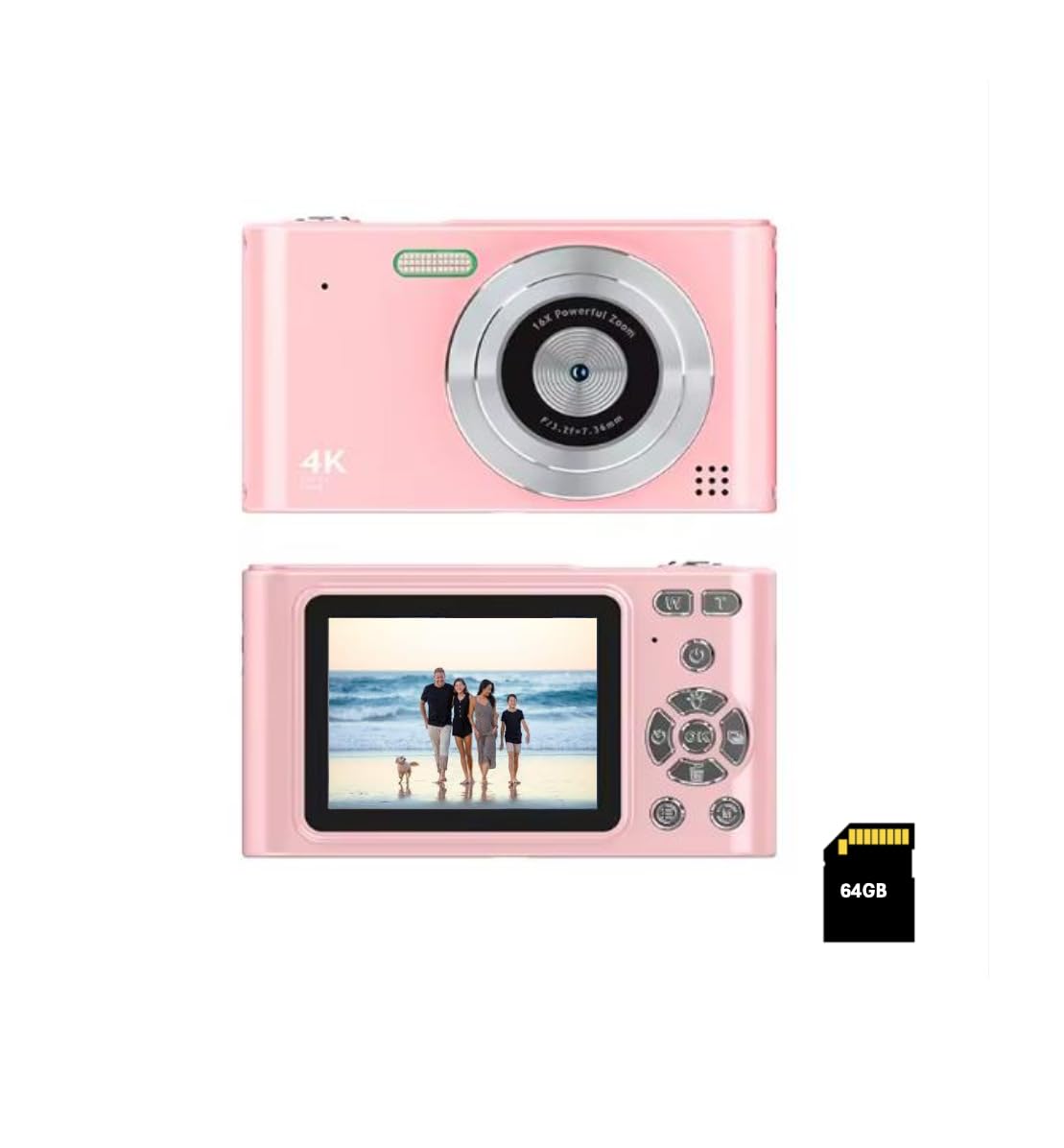 Digital Pocket Camera, Digital Point And Shoot Camera With 16X Zoom, 64Gb Memory, Fhd 1080P Camera, Anti Shake, Compact Small Ca