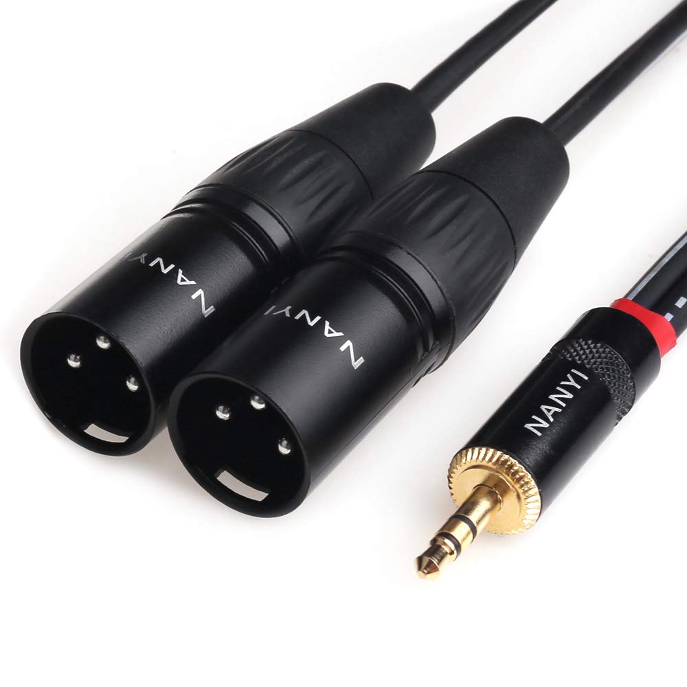 NANYI XLR 3.5mm Male Splitter Cables, TRS Stereo Male to Two XLR Male Interconnect Audio Microphone Cable, Y Splitter Adapter Ca
