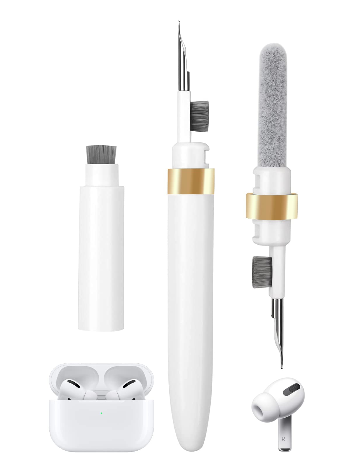 Ahero 4 In 1 Cleaner Kit For Airpods, Cleaning Pen For Earphones, Cleaning Tool For Charging Case And Headphones (Gold)