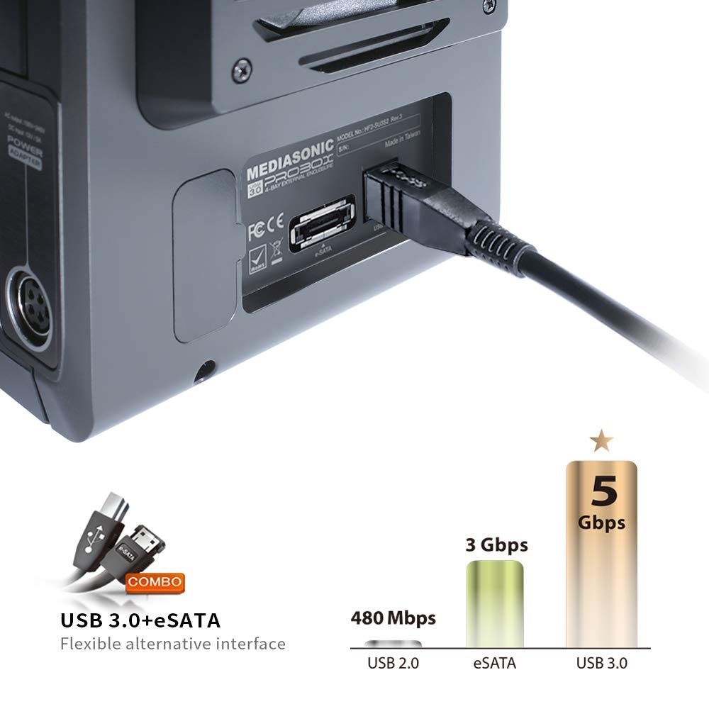 Mediasonic Probox 4 Bay 3.5    Sata Hard Drive Enclosure - Usb 3.0 Esata Support 22Tb Hdd (Hf2-Su3S3)