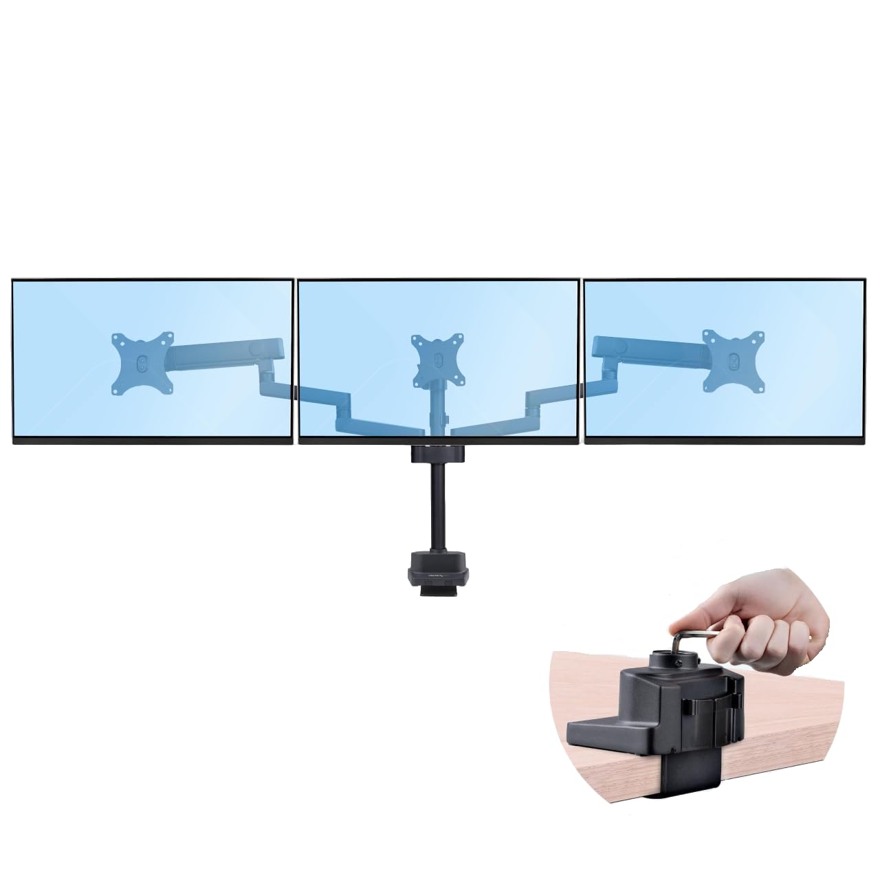 StarTech.com Desk Mount Triple Monitor Arm for Up to Three 27in Screens, VESA 75x75/100x100, Mechanical Spring Arm