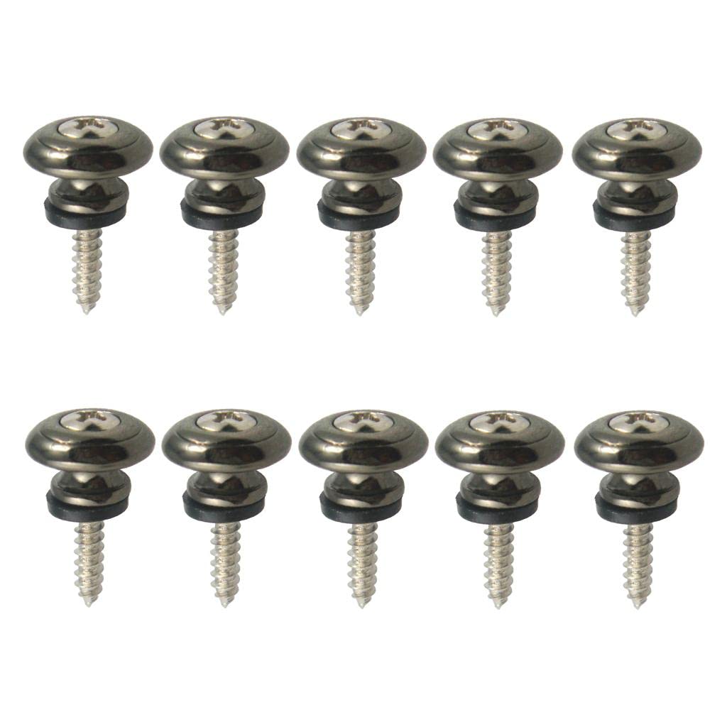 MERISHOPP 10 Pieces Acoustic Guitar Bass Strap Lock End Pins Pegs Strap Buttons Black|AcousticElectric Guitar|Electric Guitar|G