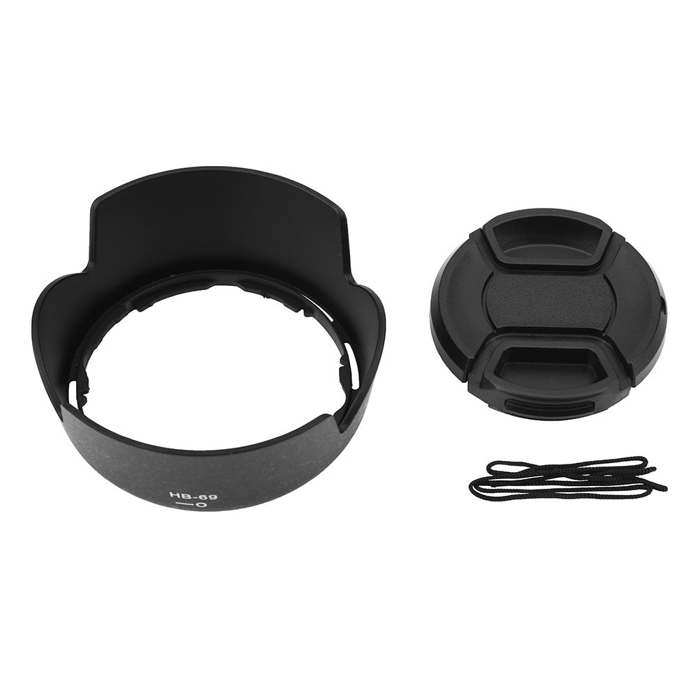 Hb 69 Camera Lens Hood,For Nikon, Af S Dx 18 55Mm F/3.5 5.6G Vr Ii D3200 D3300 D5200 D5300,With Lens Cap