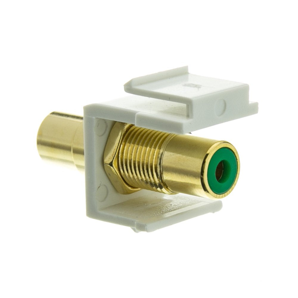 Cablewholesale Gold Plated Rca Female To Rca Female, Green Rca Coupler Adapter With White Keystone Insert, Green Rca Jack Connec