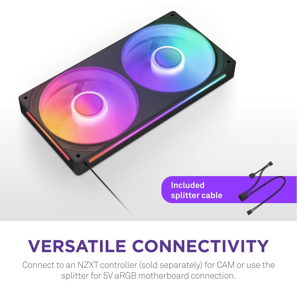 Nzxt F240 Rgb Core | 240Mm Single Frame Fan Unit With 2 X 120Mm Rgb Fans | Speed & Lighting Control | High Static Pressure & Air