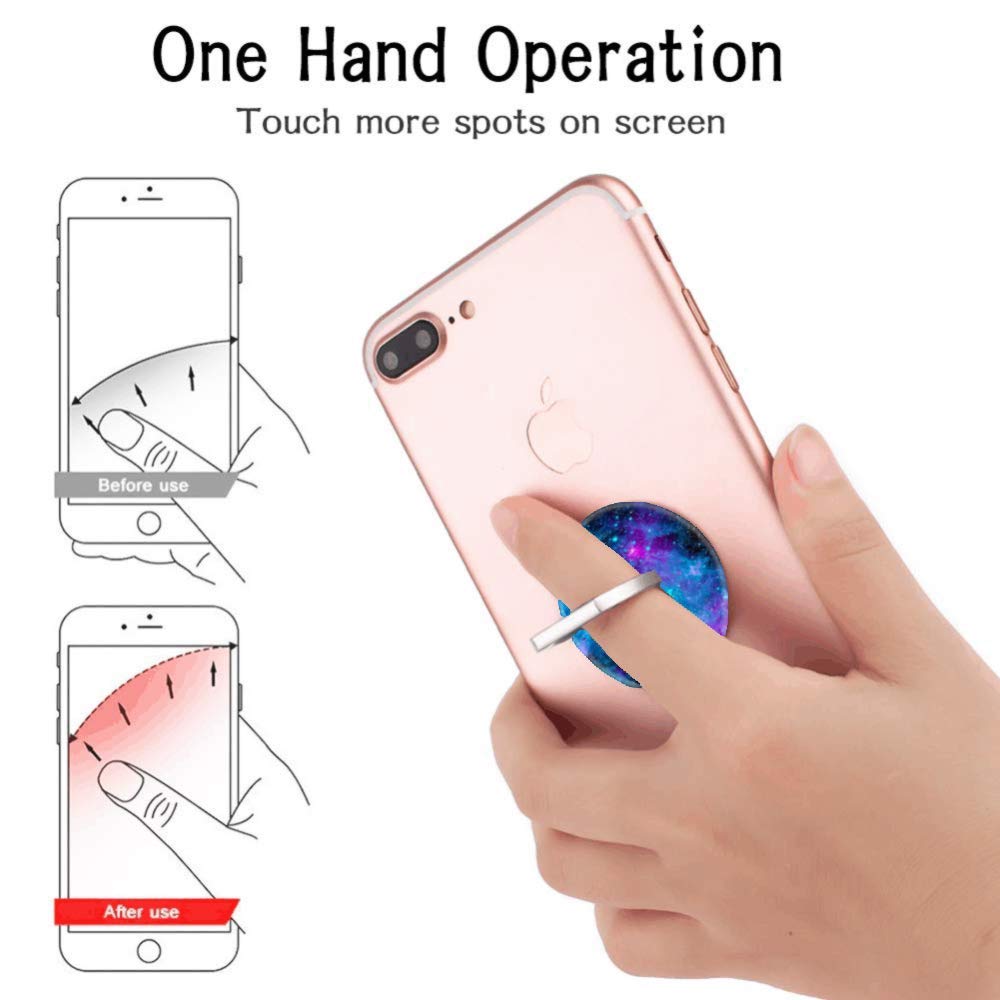 3 Pack/Purple Blue Galaxy Cell Phone Ring Holder 360 Degree Finger Ring Stand For Smartphone Tablet