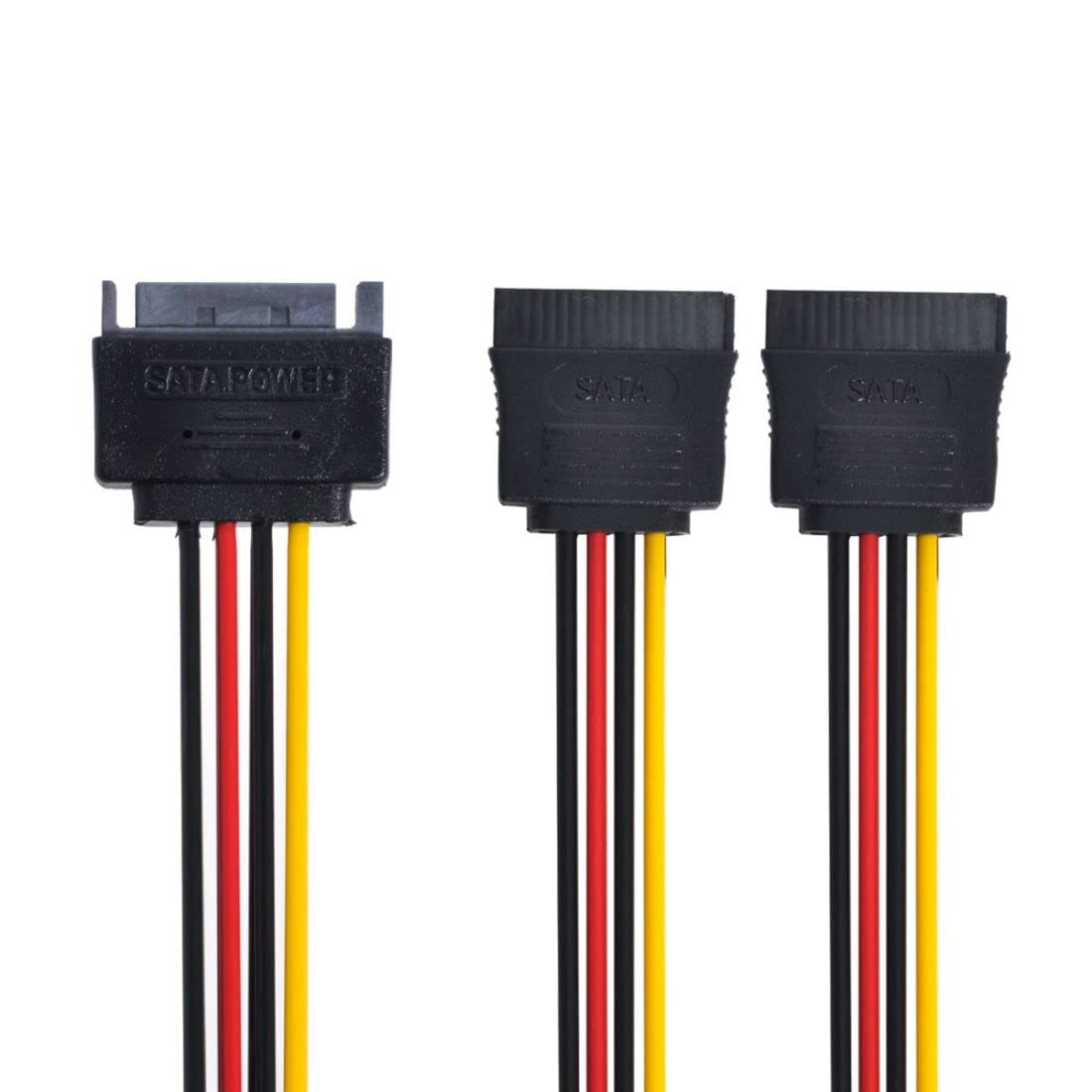 chenyang SATA II Power Splitter Cable 15Pin Male to 2 Female for SSD HDD 5V 12V Copper 20cm