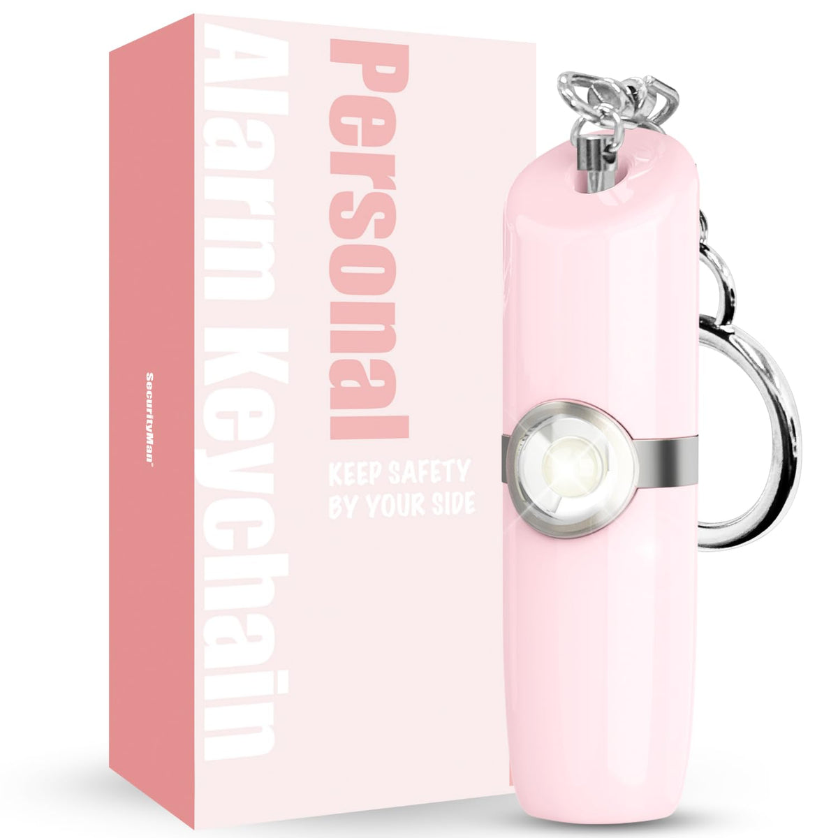 Securityman Personal Safety Alarm For Women | Self Defense Keychain (Loudest 130Db Siren And Sos Strobe Light) Everyday Security Personal Alarm Protection Device (Pink)