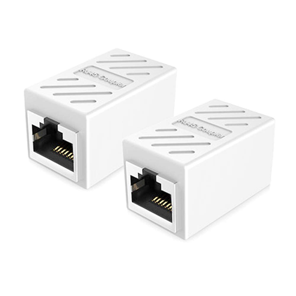 Pluspoe Rj45 Network Coupler, 2 Pack Ethernet In Line Lan Connector Plugs For Cat5 Cat5E Cat6E Cat7 Cable Extender Female To Female (White)
