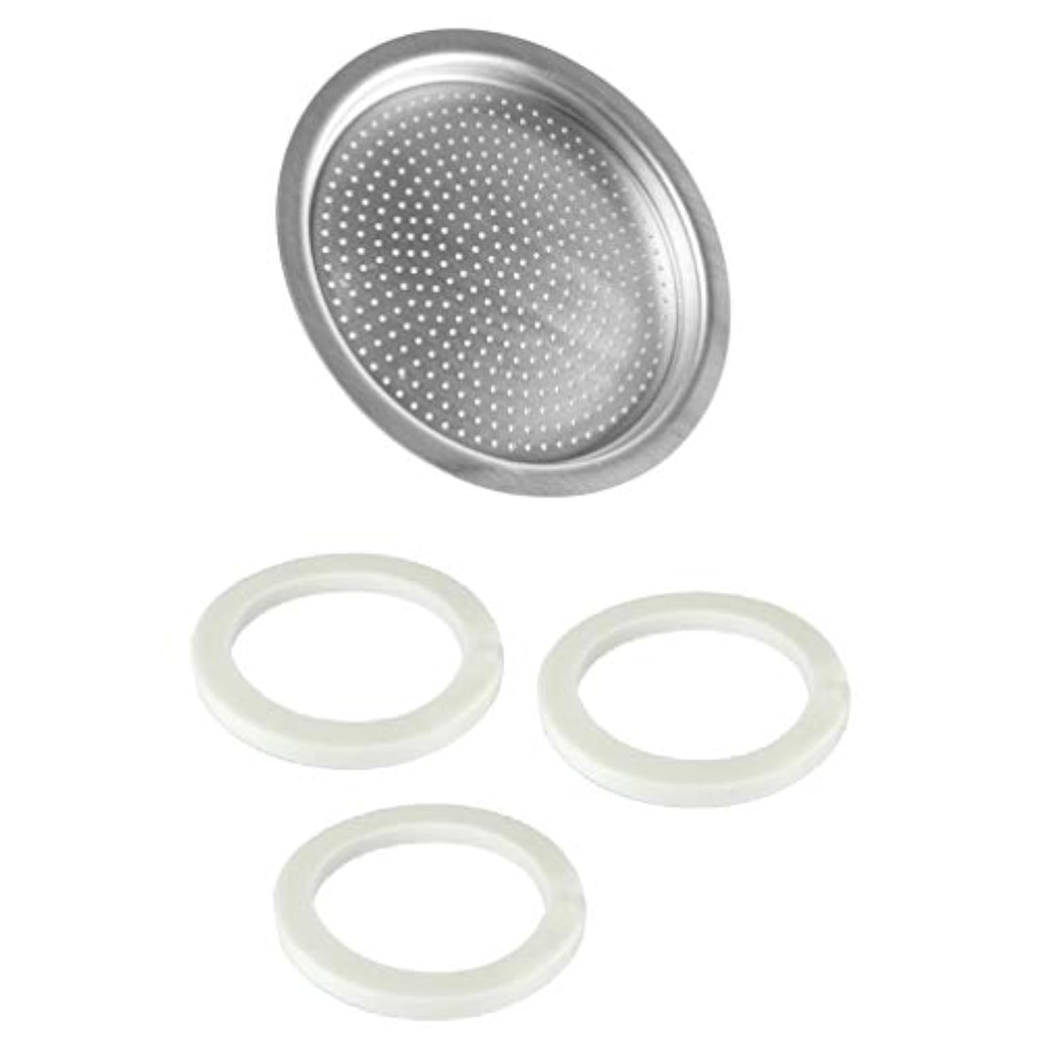 Univen 2.5' (64Mm) Espresso Filter And Gasket Seals Compatible With Bialetti 6 Cup Aluminum Espresso Makers