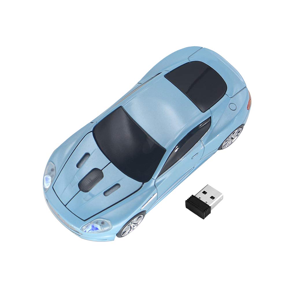 ECOiNVA Wireless Sports Car Mouse Laptop Computer Optical Mouse Desktop 2.4G USB PC Mice (Red)
