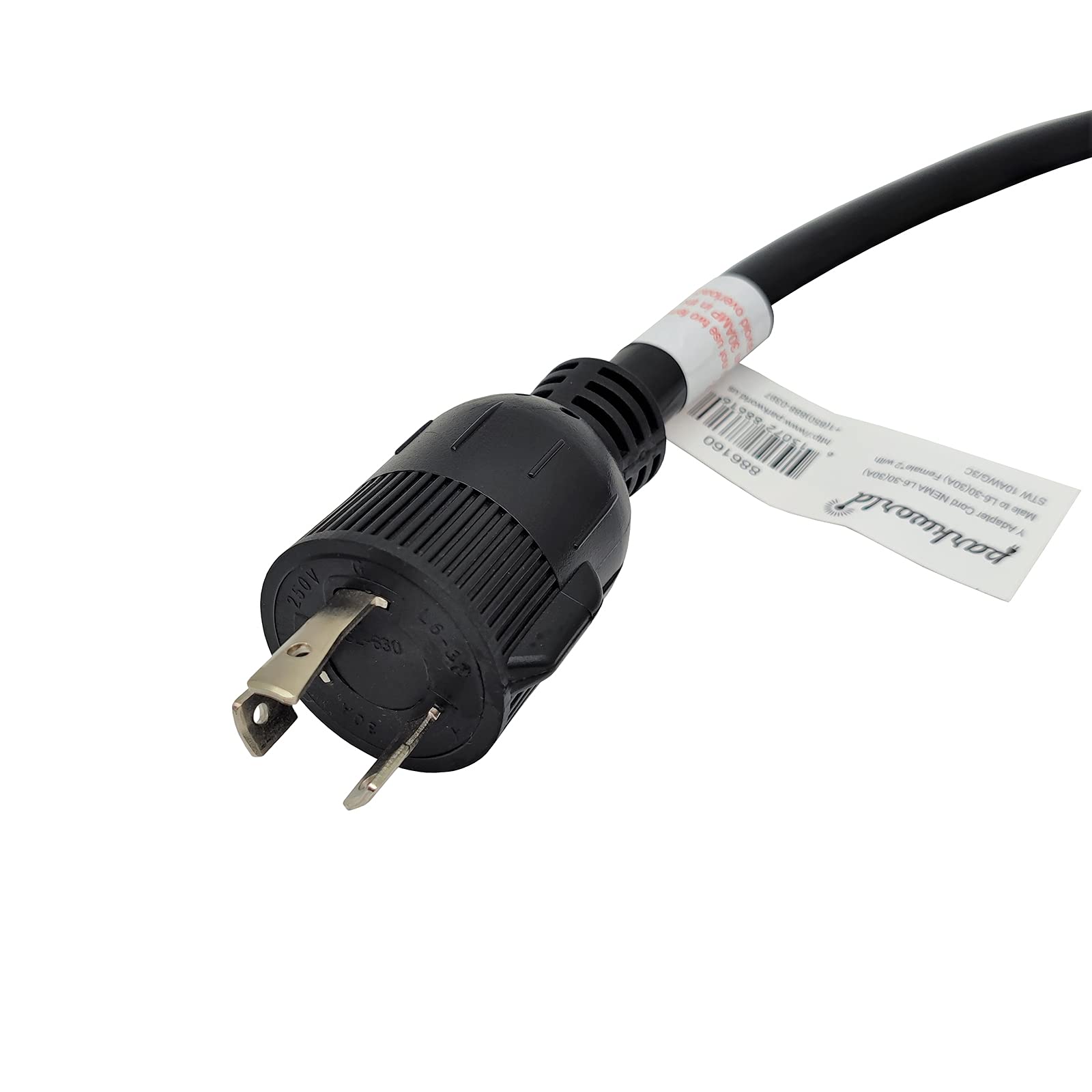 Parkworld 886160 Splitter For Pdu, 30 Amp Y Adapter Cord 3-Prong Twist Lock L6-30 Male Plug To (2) L6-30 Female Dual Receptacle,