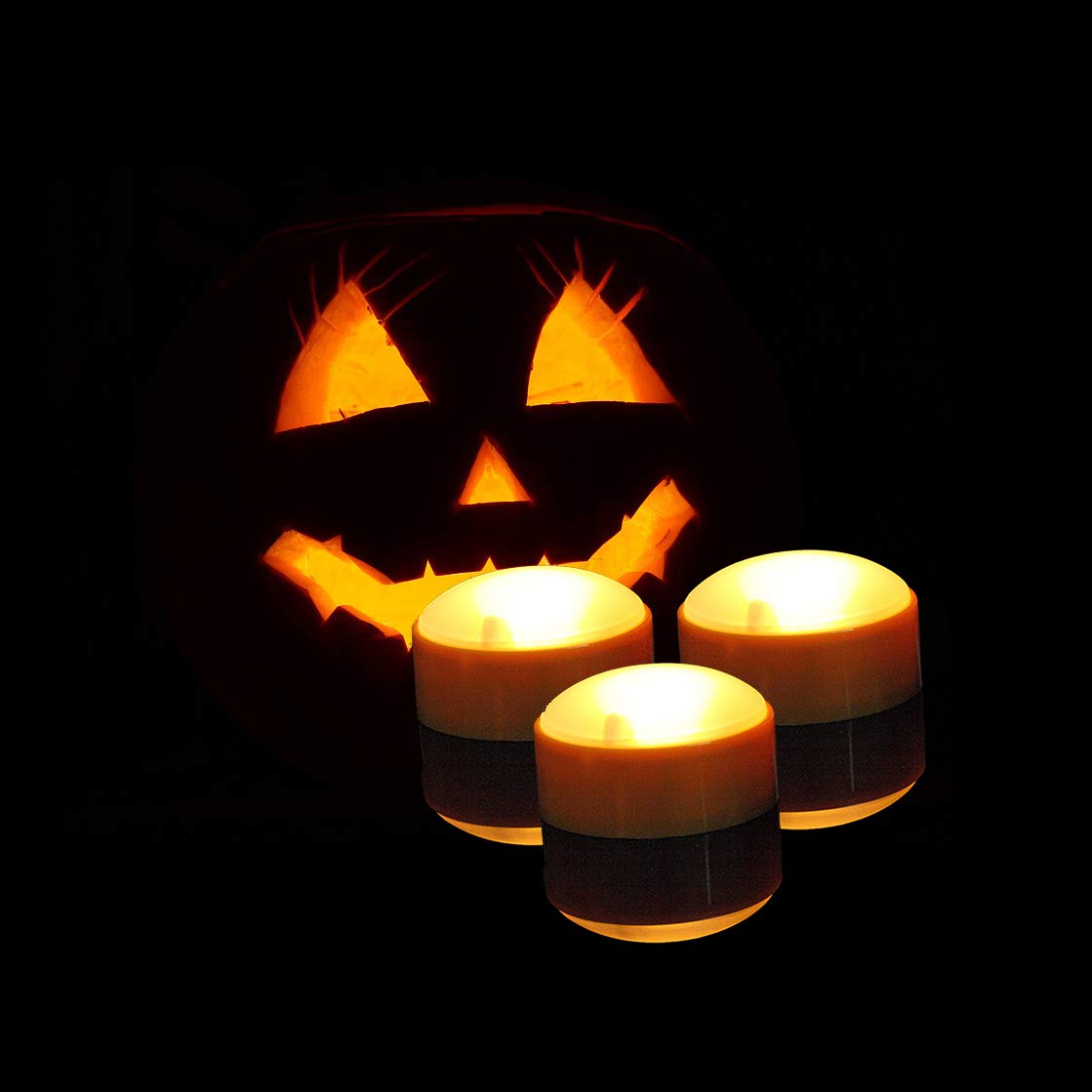 Izan 3 Pack Battery Operated Led Pumpkin Lights With Remote And Timer, Bright Flickering Flameless Candle Set For Pumpkin D  Cor