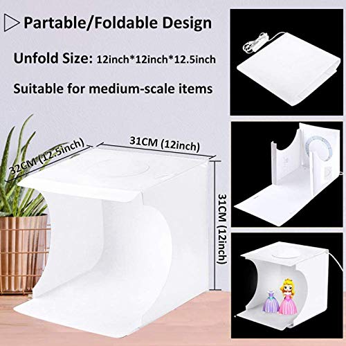 Photo Studio Light Box Kit, 12Inch X 12Inch Photography Adjustable Light Box With 80Pcs Smd Led Beads, Portable Photo Shooting T