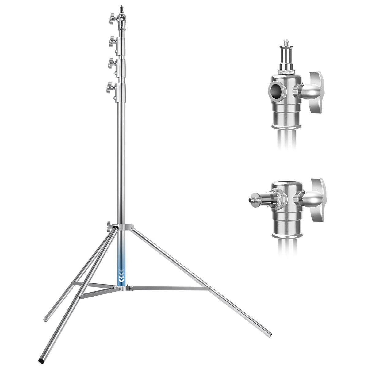 Stainless Steel Photography Light Stand 13Ft / 4M, Spring Cushioned Heavy Duty Tripod Stand With 1/4   To 3/8   Screw Adapter Fo